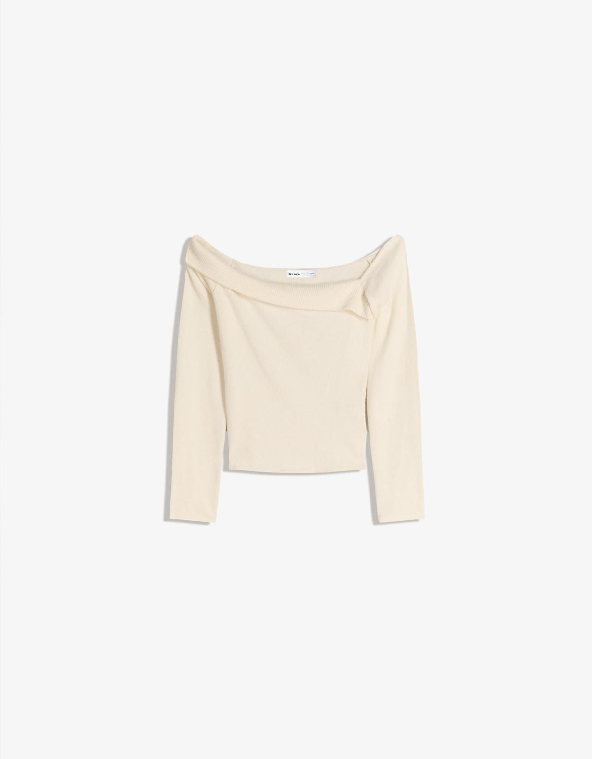 버쉬카 소프트 오프숄더 라운드넥 니트 스웨터 7082/187 CREAM - 상품 이미지