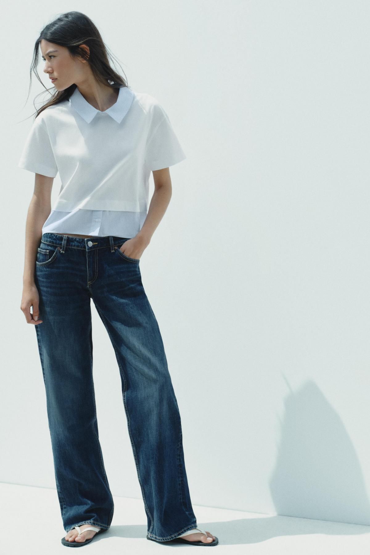 자라 스트라이프 배색 라운드넥 반팔 티셔츠 0264/804 WHITE - 상세 이미지 2