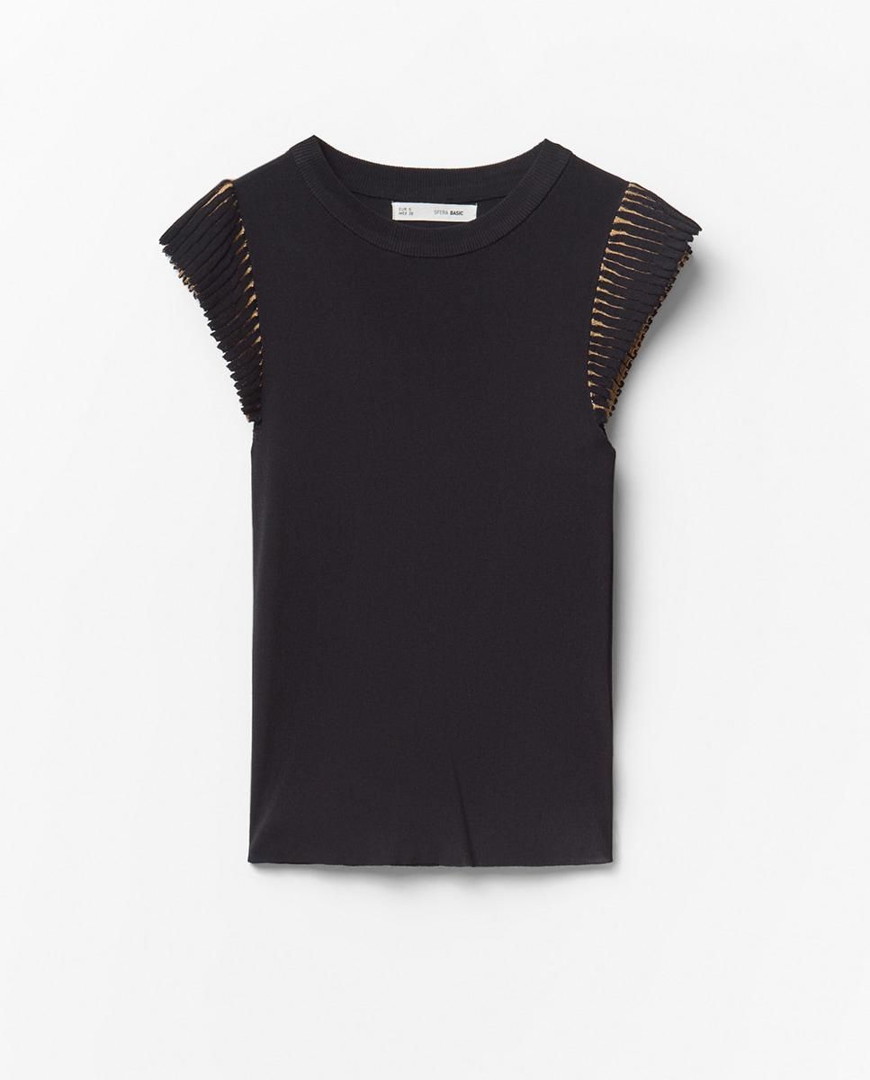 스페라 페미닌 프릴 소매 블랙 탑 58265002004 NEGRO - 상품 이미지