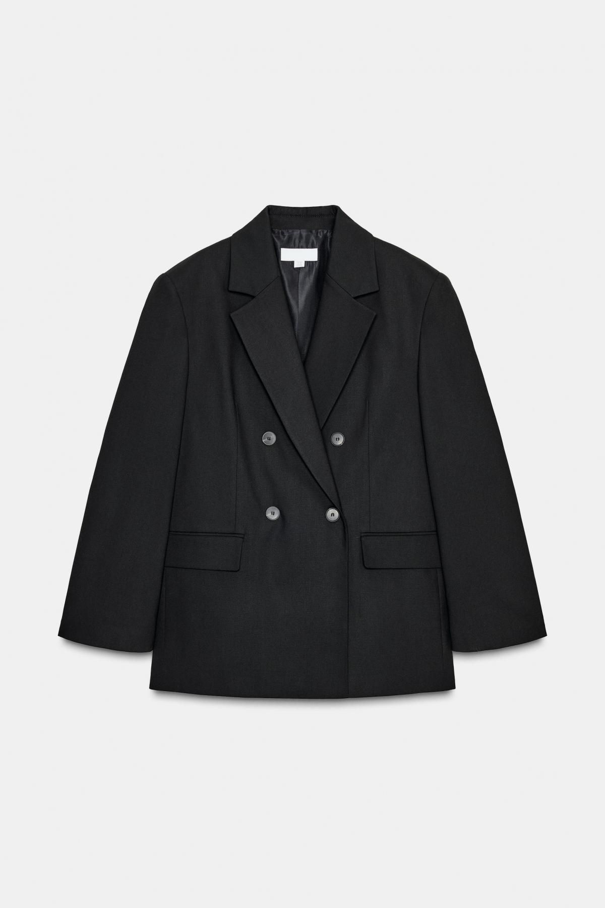 자라 오버핏 더블브레스트 블랙 블레이저 8925/515 BLACK - 메인 이미지