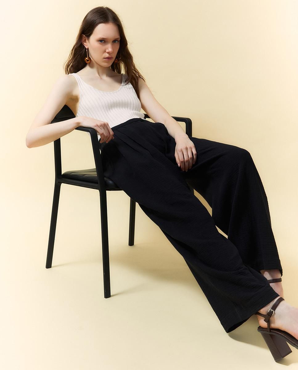 스페라 코튼 와이드핏 팔라초 팬츠 58405003094 NEGRO - 상세 이미지 5