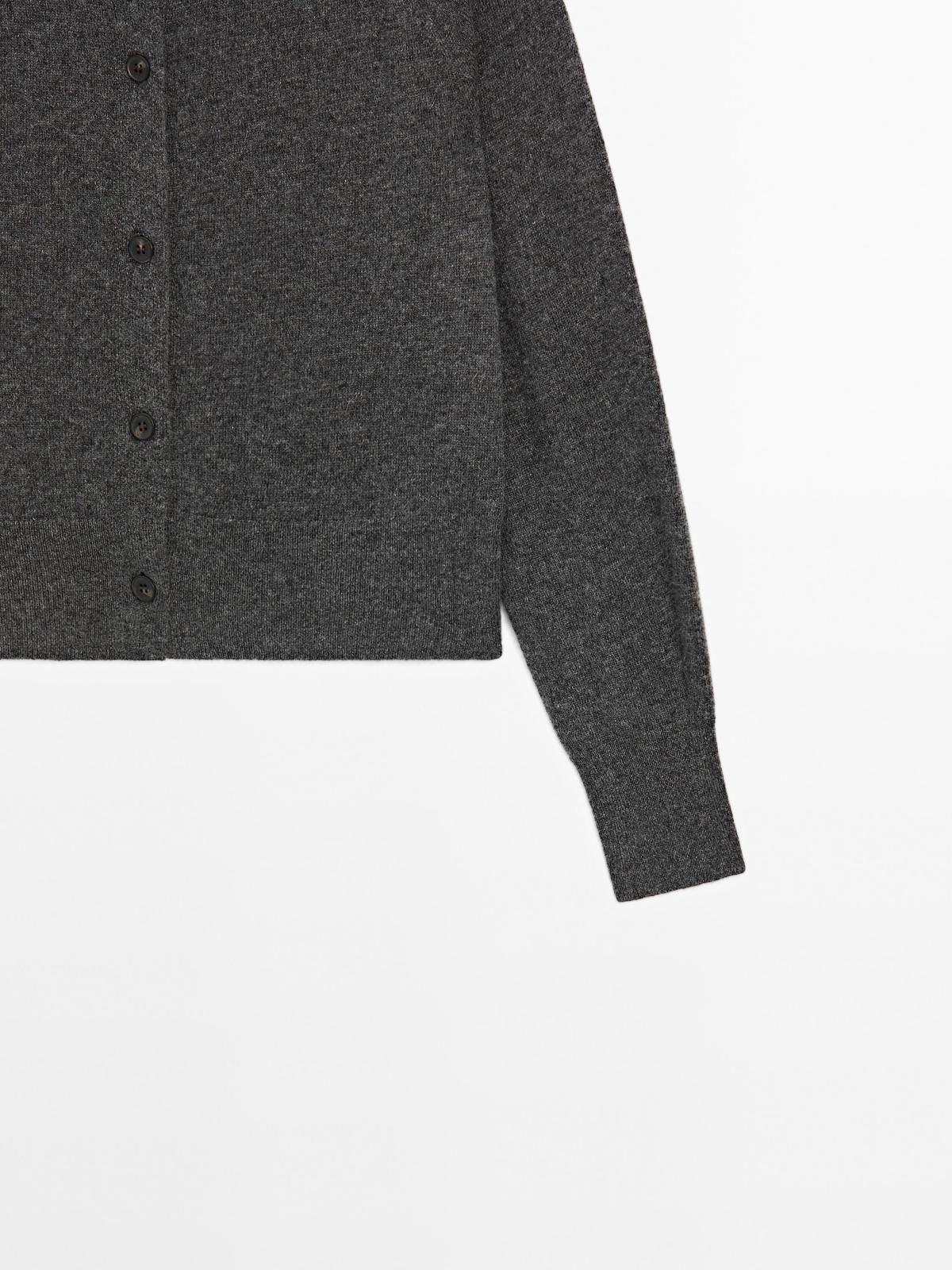 마시모두띠 프리미엄 캐시미어 라운드넥 롱슬리브 가디건 5647/565 ANTHRACITE GREY - 상세 이미지 4