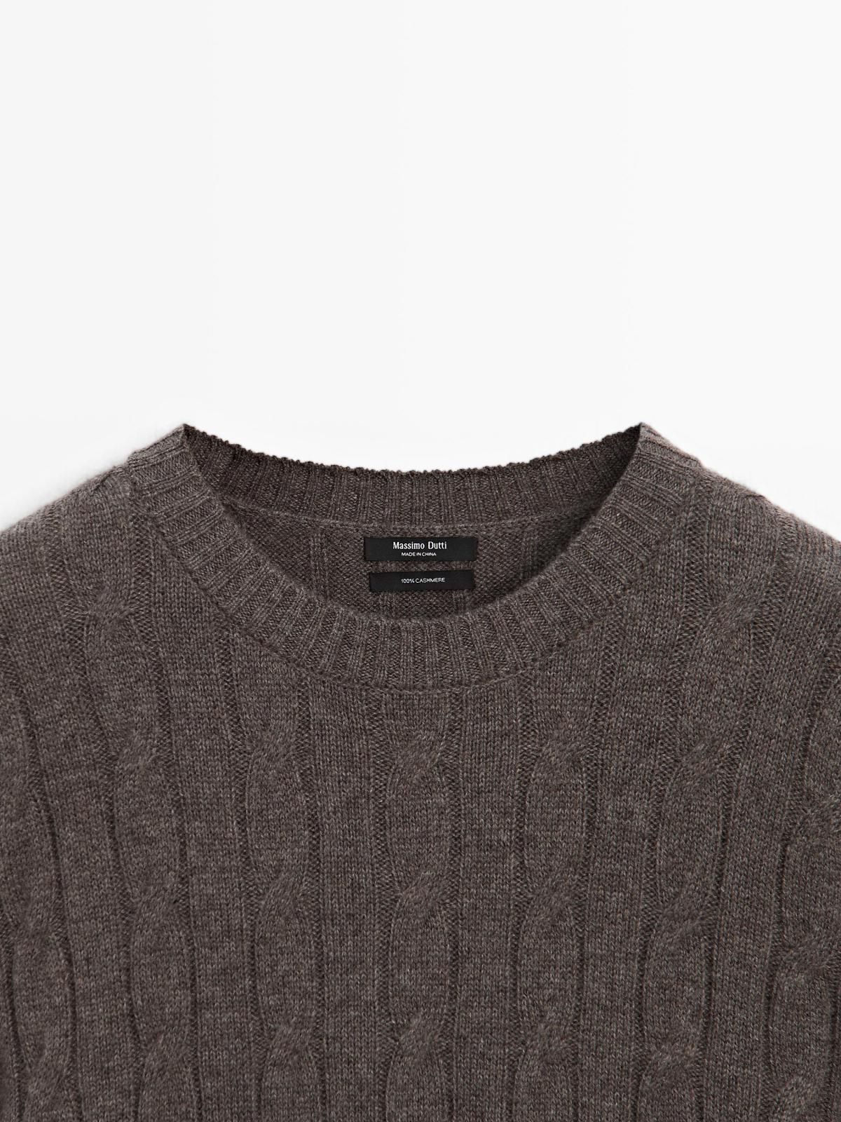마시모두띠 프리미엄 캐시미어 라운드넥 케이블 니트 스웨터 5621/565 ANTHRACITE GREY - 상세 이미지 5
