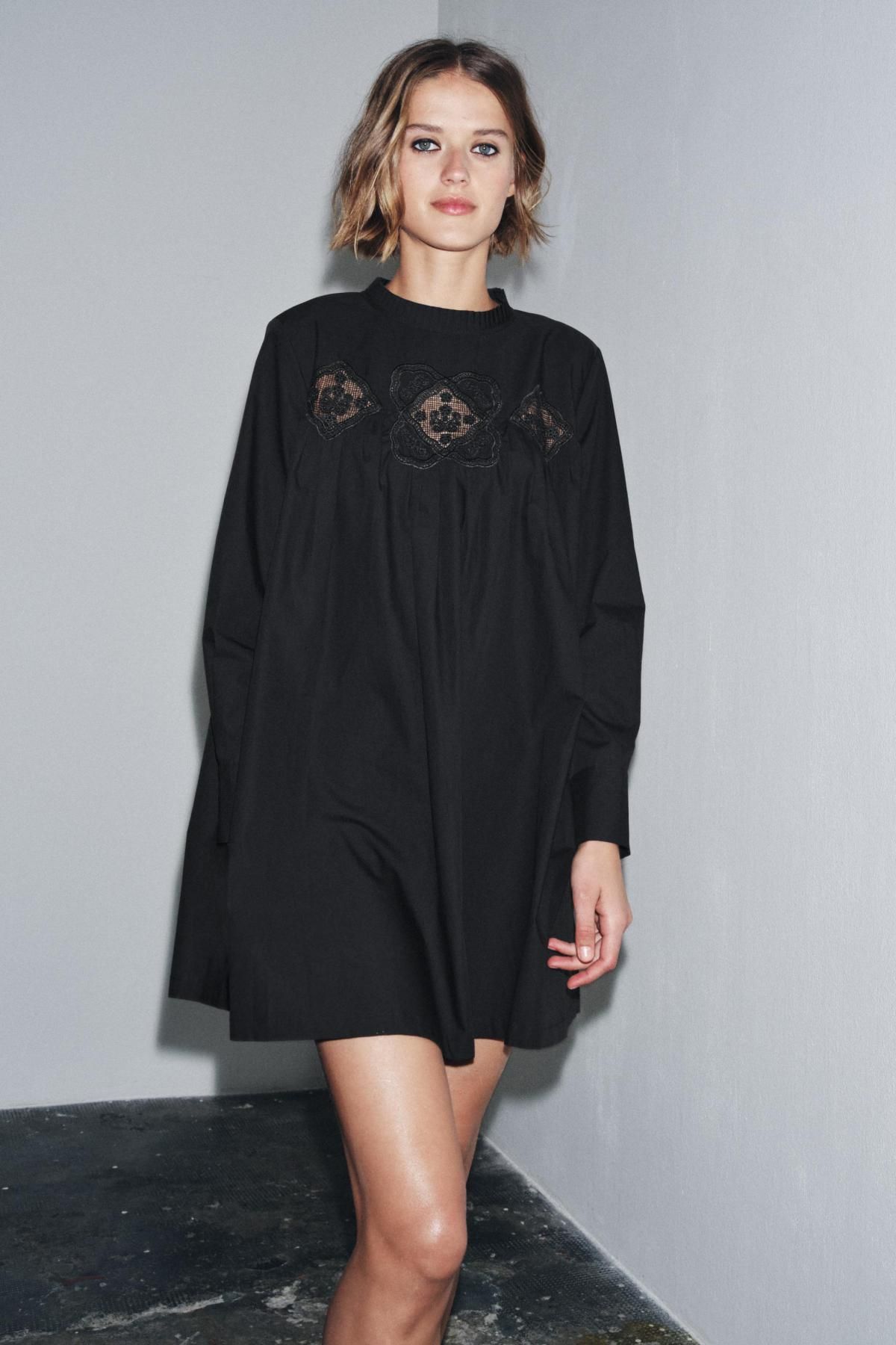 자라 코튼 자수 블랙 미니 원피스 4786/315 BLACK 이미지 7
