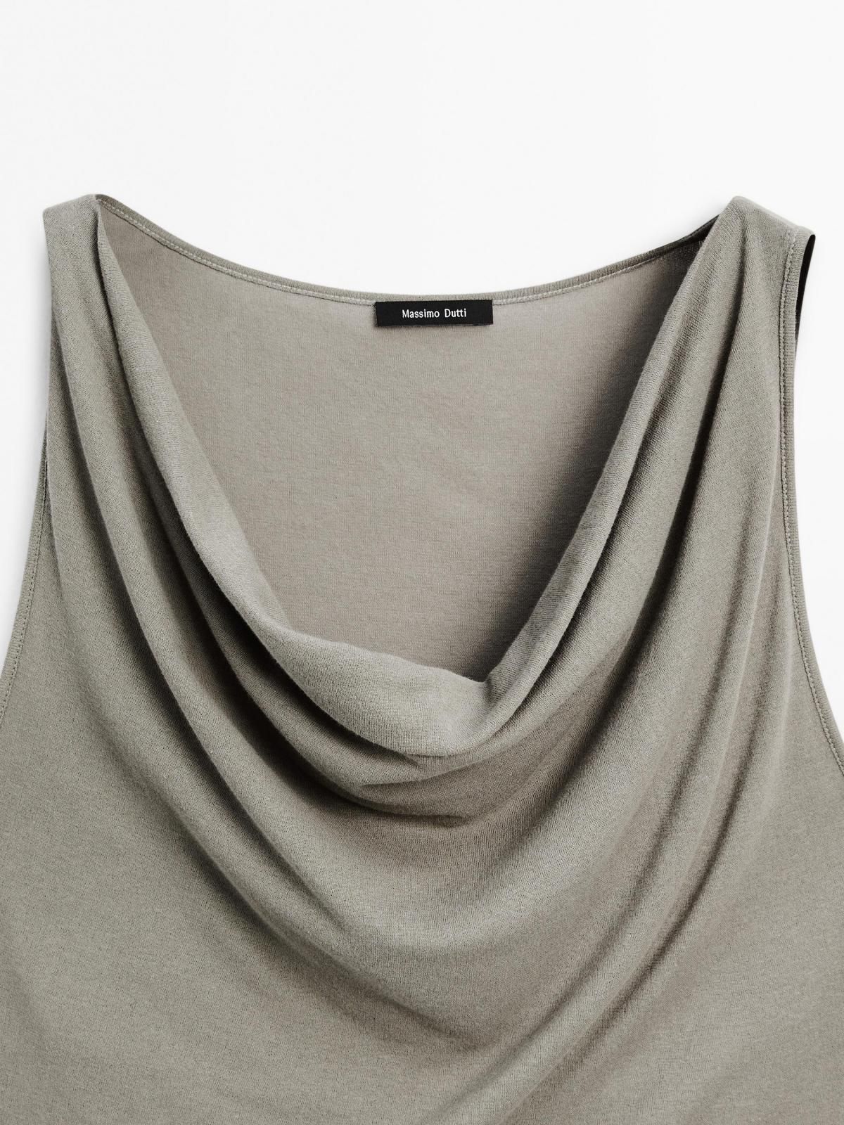 마시모두띠 100 코튼 드레이프 숄더 민소매 탑 6833/517 PALE KHAKI - 상세 이미지 4