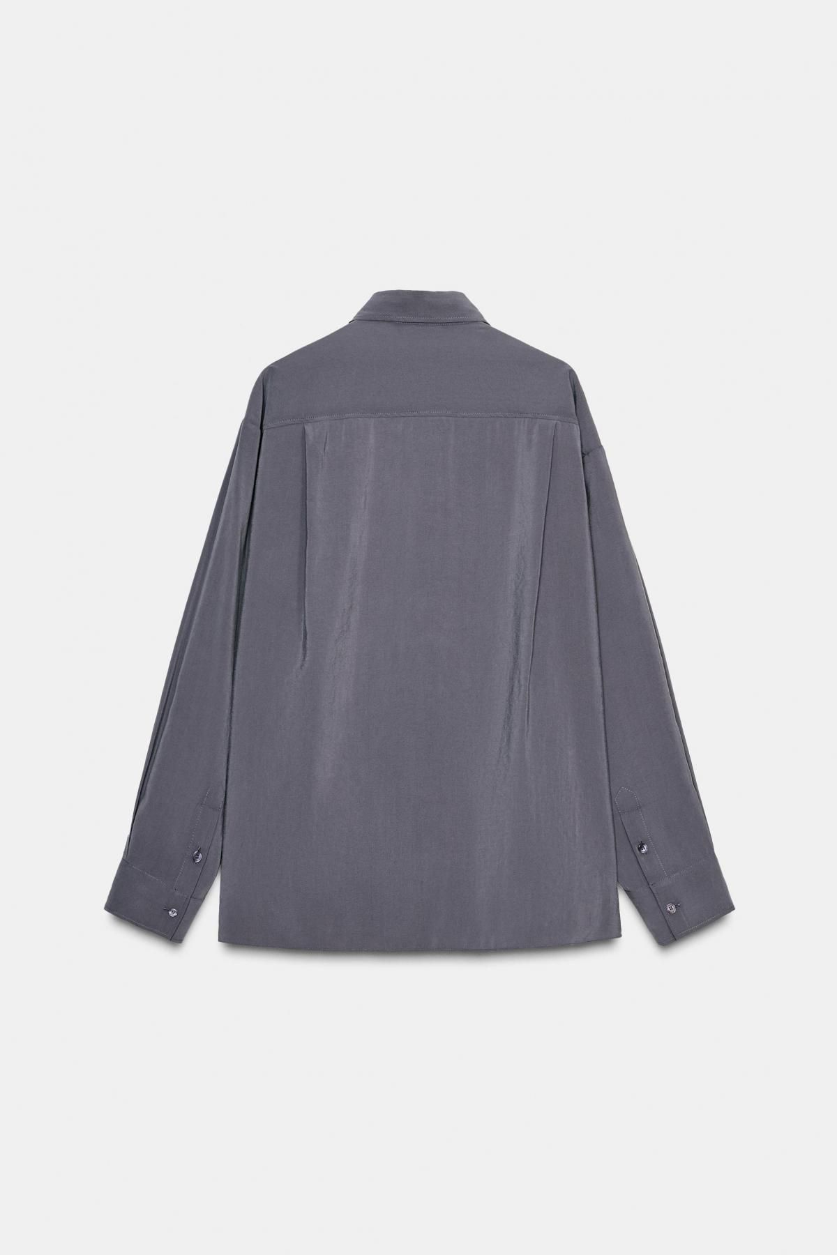 자라 모던 오버사이즈 테크니컬 플루이드 셔츠 4764/105 CHARCOAL GREY - 상세 이미지 4