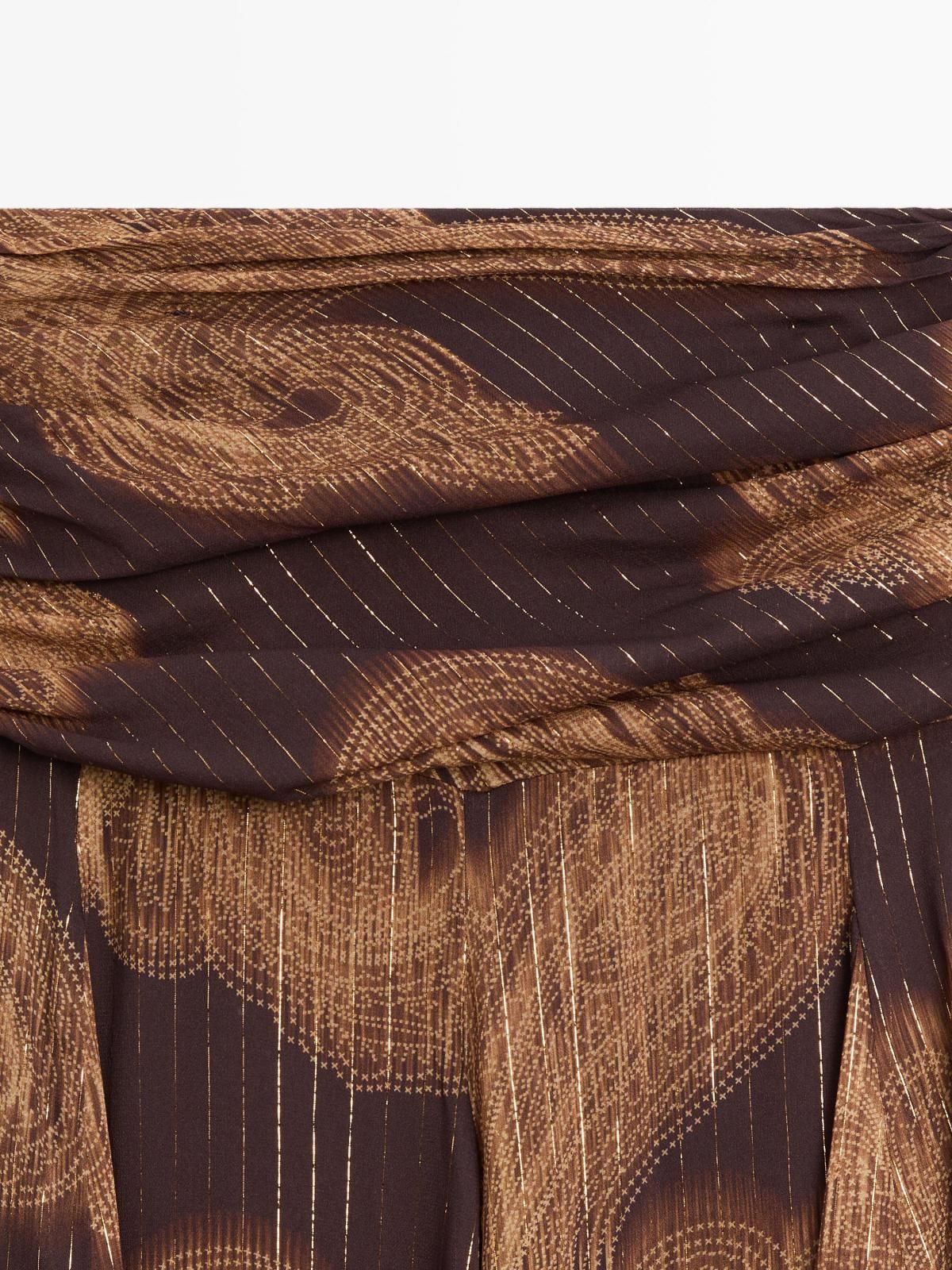 마시모두띠 페이즐리 플리츠 메탈릭 라인 미디 스커트 5221/878 BROWN - 상세 이미지 5