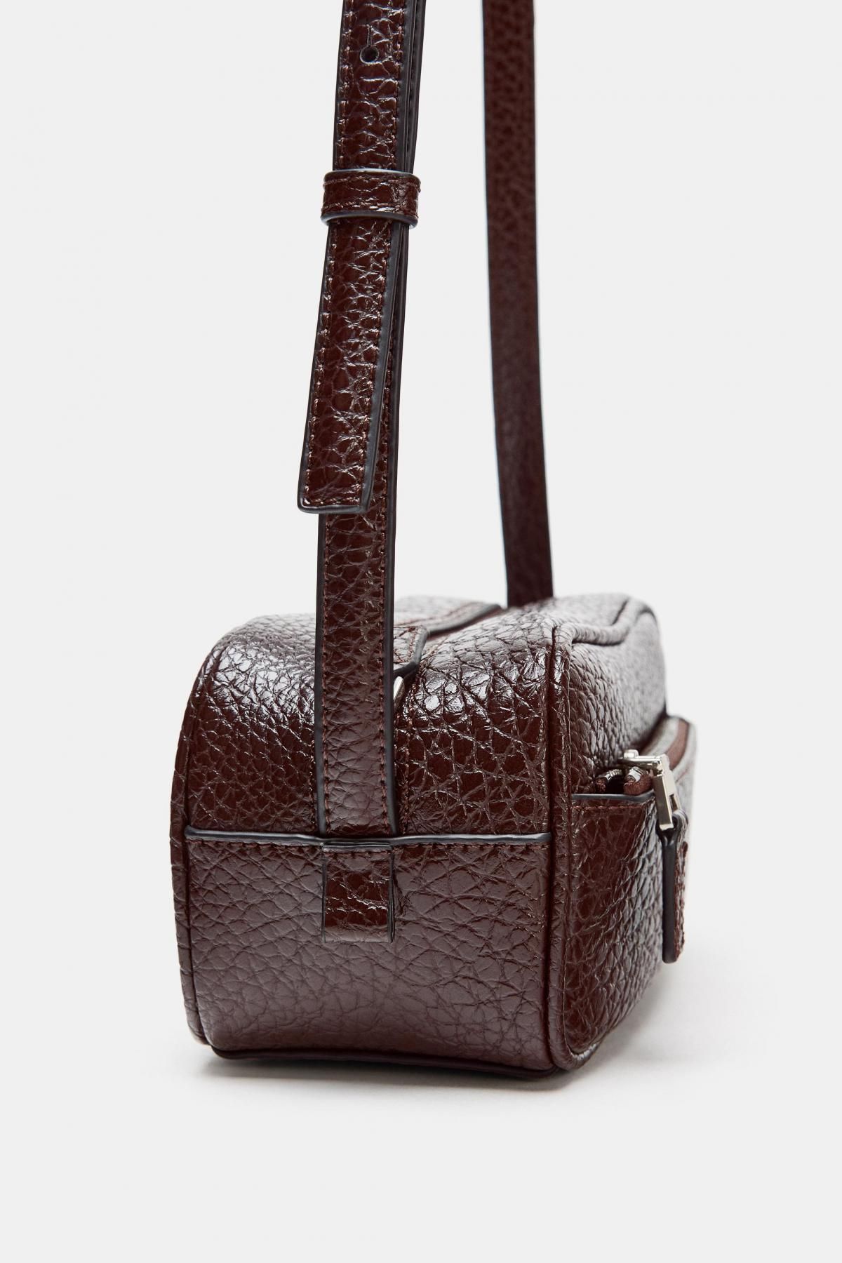 자라 그레인드 미니 크로스 볼링백 6637/610 BURGUNDY RED