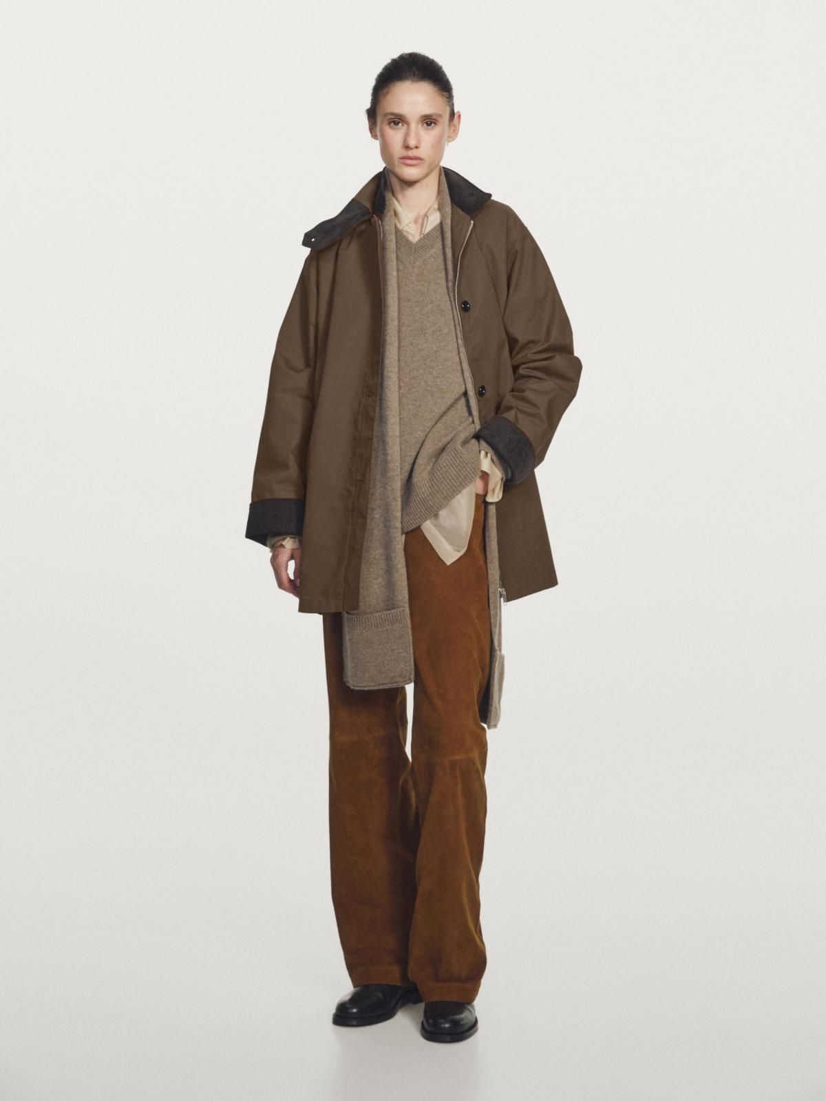 마시모두띠 하이넥 코듀로이 디테일 왁스드 파카 6731/722 KHAKI - 상세 이미지 2