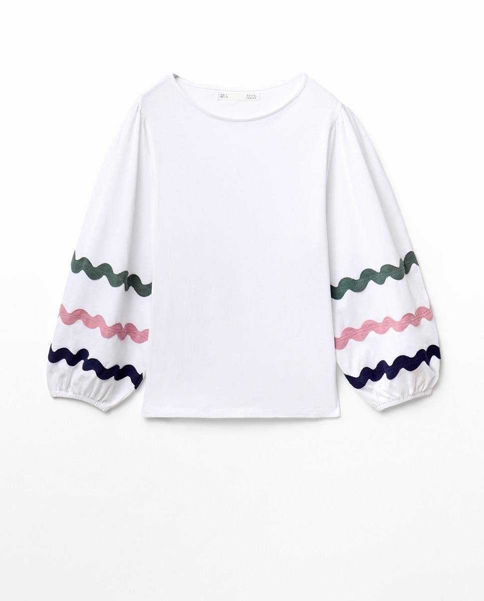 스페라 트렌디 벌룬 소매 코튼 긴팔 티셔츠 58460104597 BLANCO - 상품 이미지