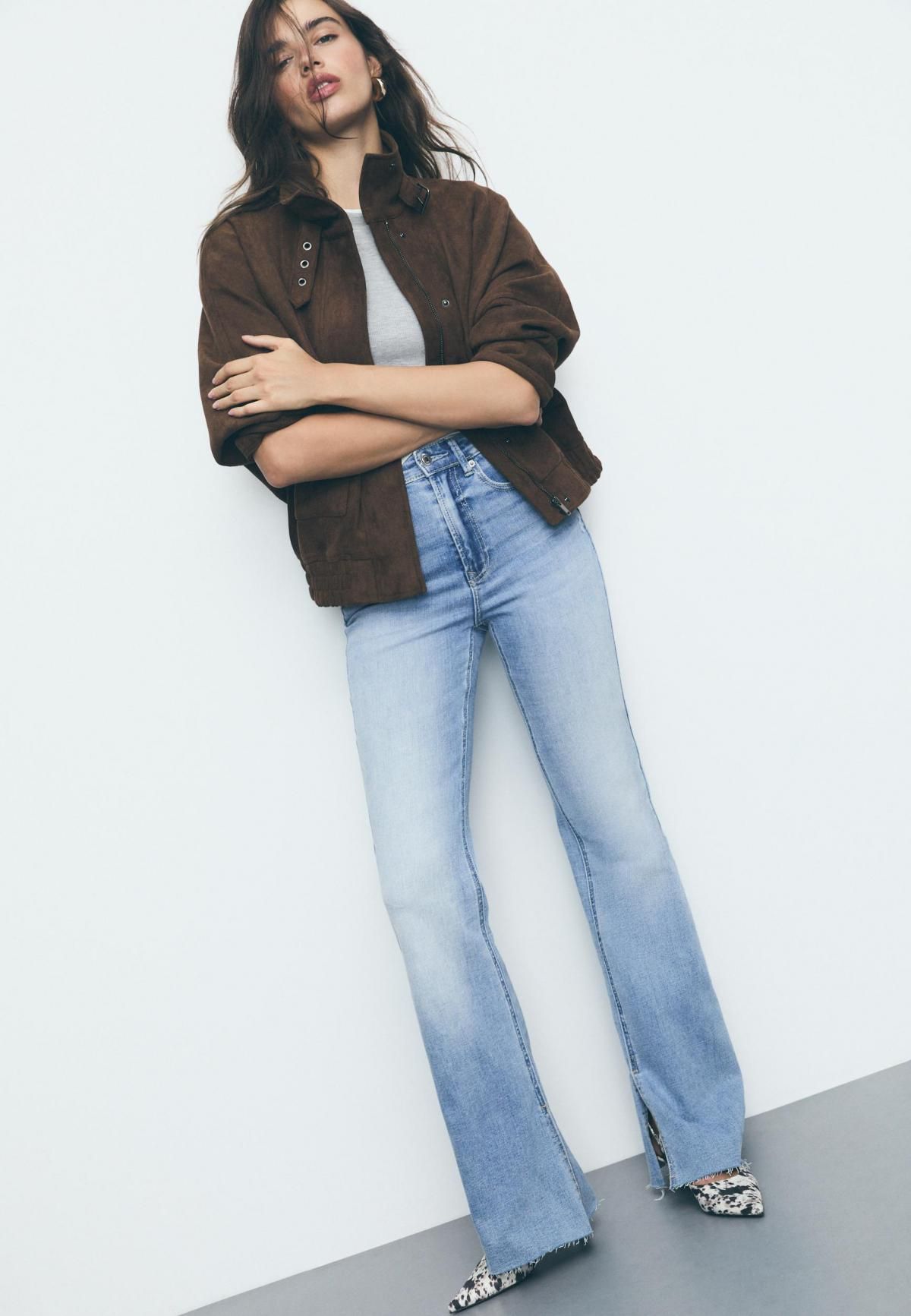 스트라디바리우스 슬릿 부츠컷 데님 플레어 진 4804/221 MEDIUM BLUE DENIM - 상세 이미지 2