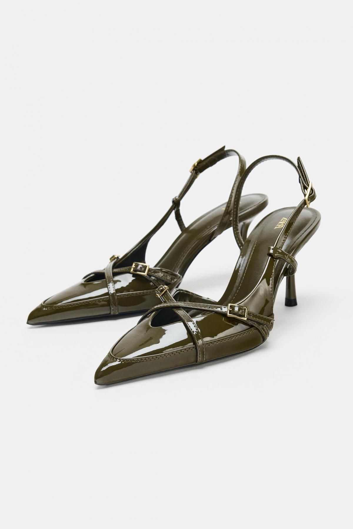 자라 스트랩 버클 스틸레토 힐 슈즈 3208/410 DARK KHAKI GREEN - 상세 이미지 5