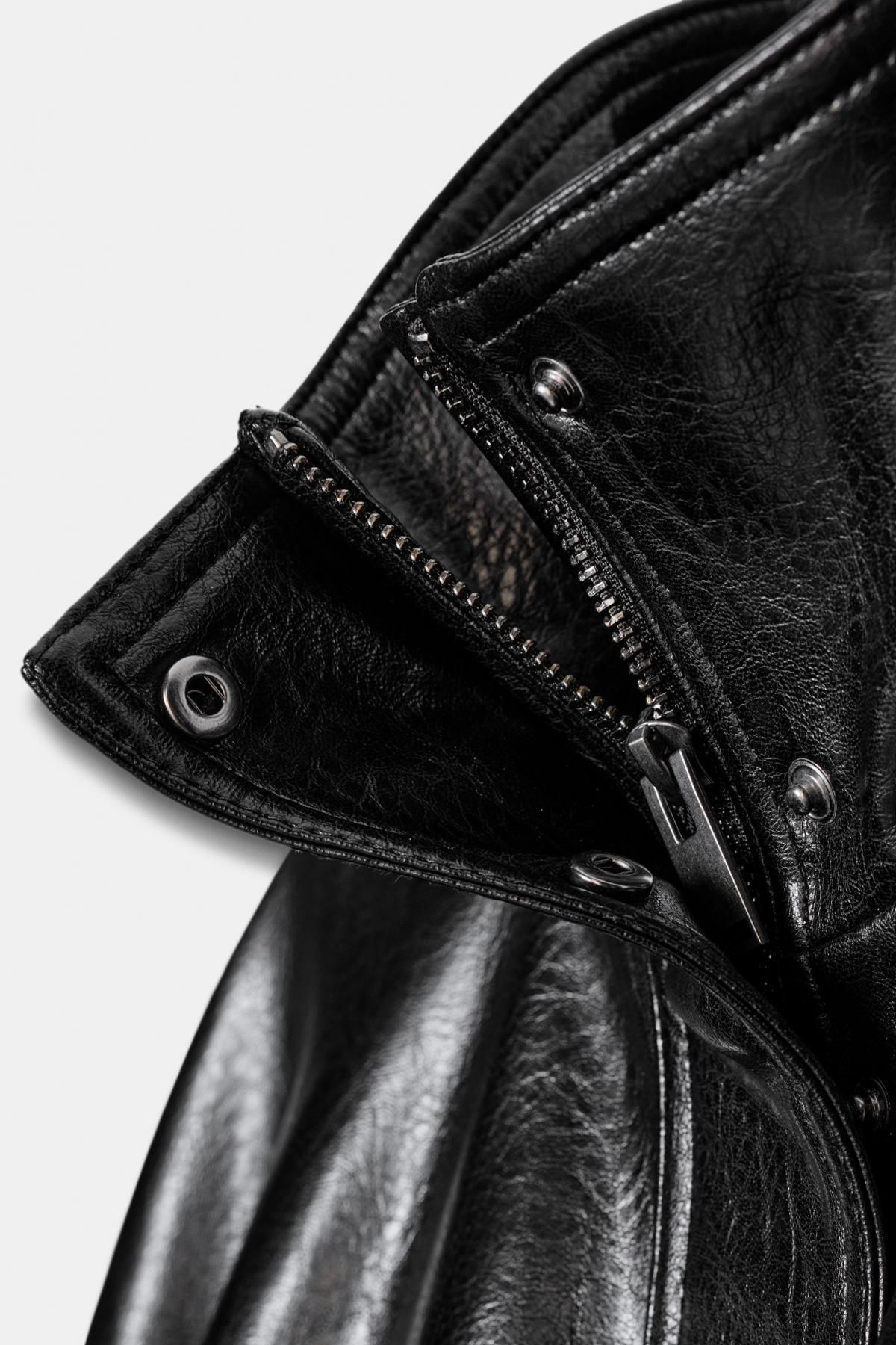 자라 페이크 레더 볼륨 하이넥 집업 재킷 4391/788 BLACK - 상세 이미지 3