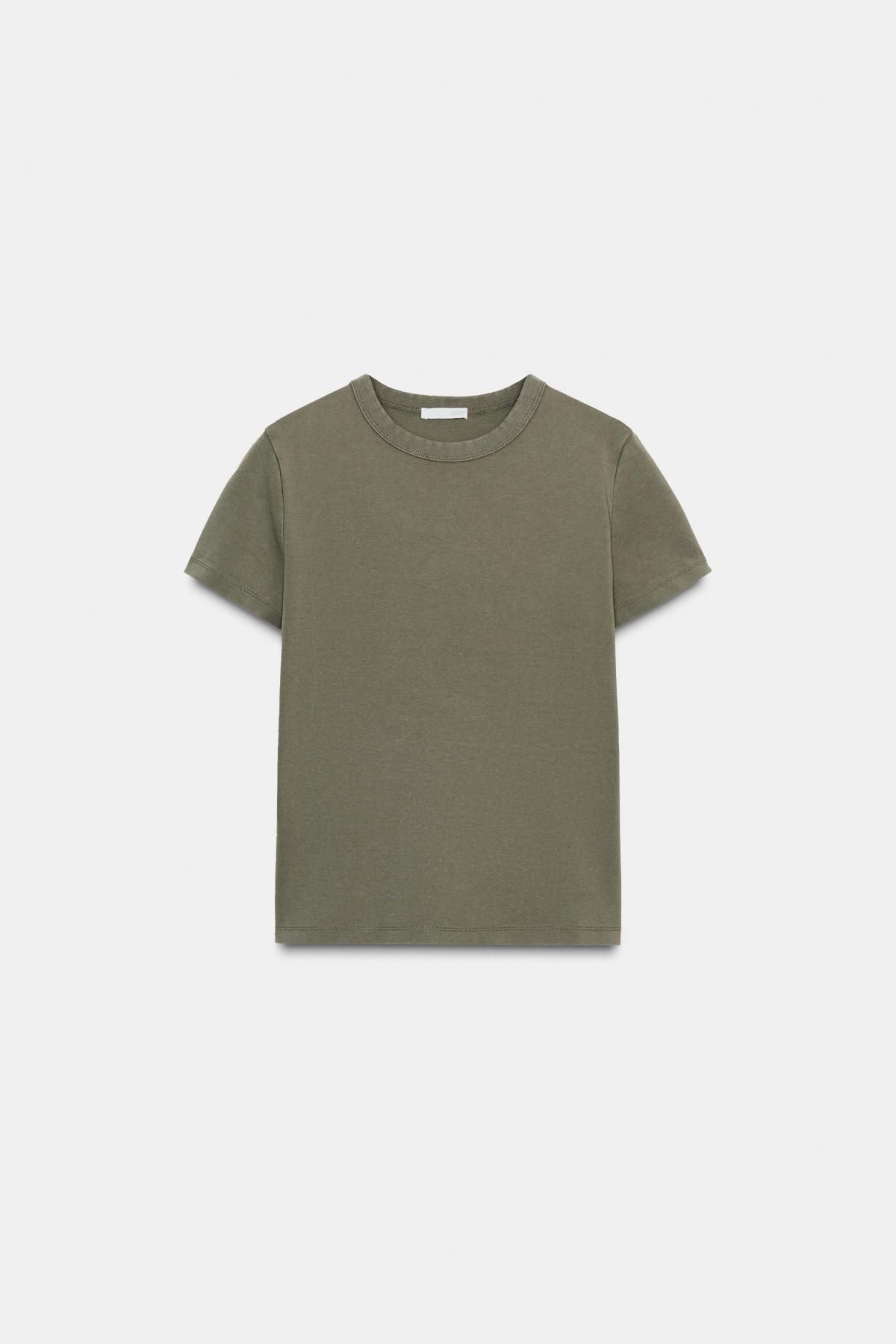 자라 미니멀 베이직 인터록 반팔 티셔츠 4174/378 GREEN-DRY - 메인 이미지