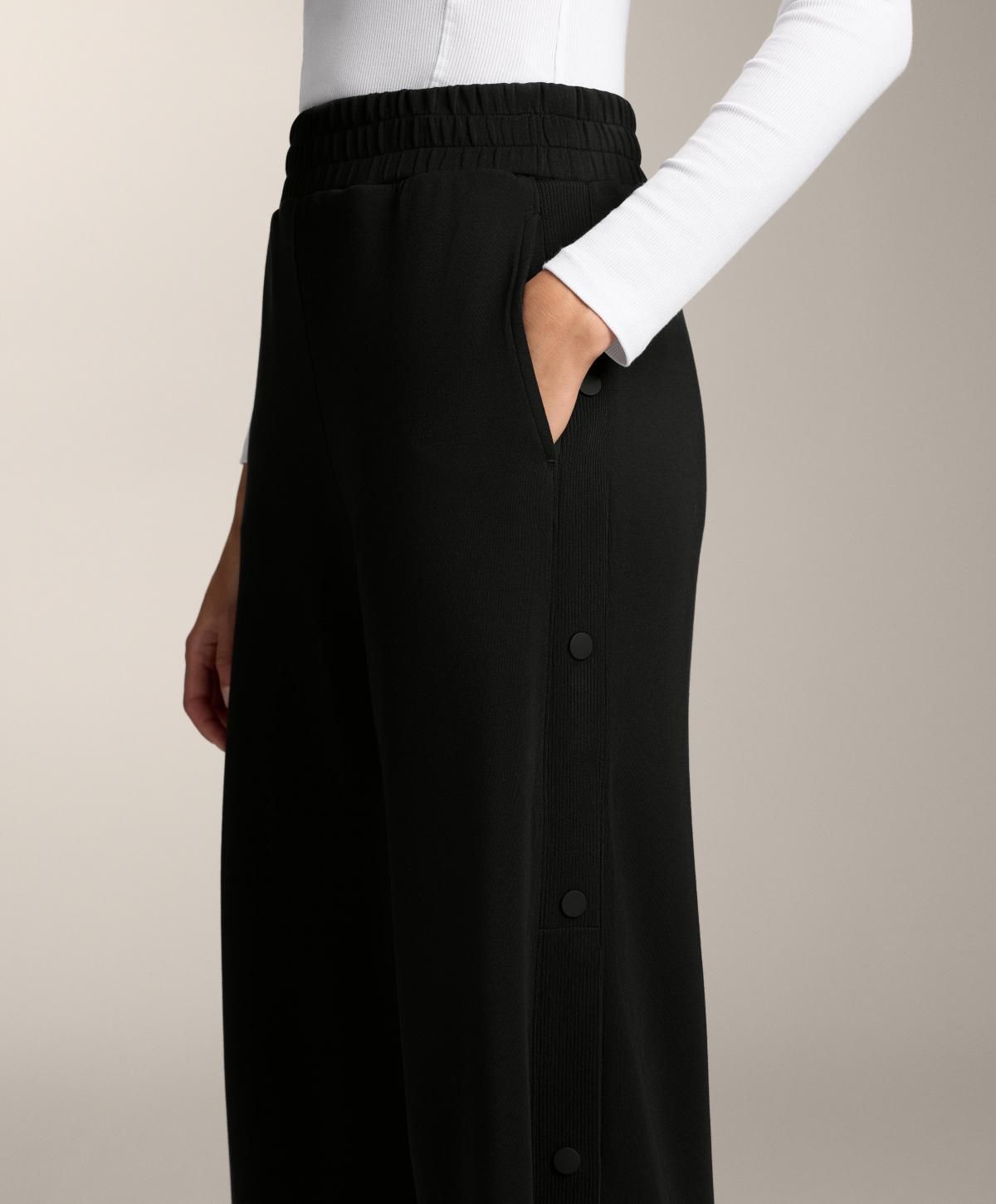 오이쇼 소프트 모달 와이드 버튼 스트레이트 밴딩 팬츠 4004/791 BLACK - 상세 이미지 4