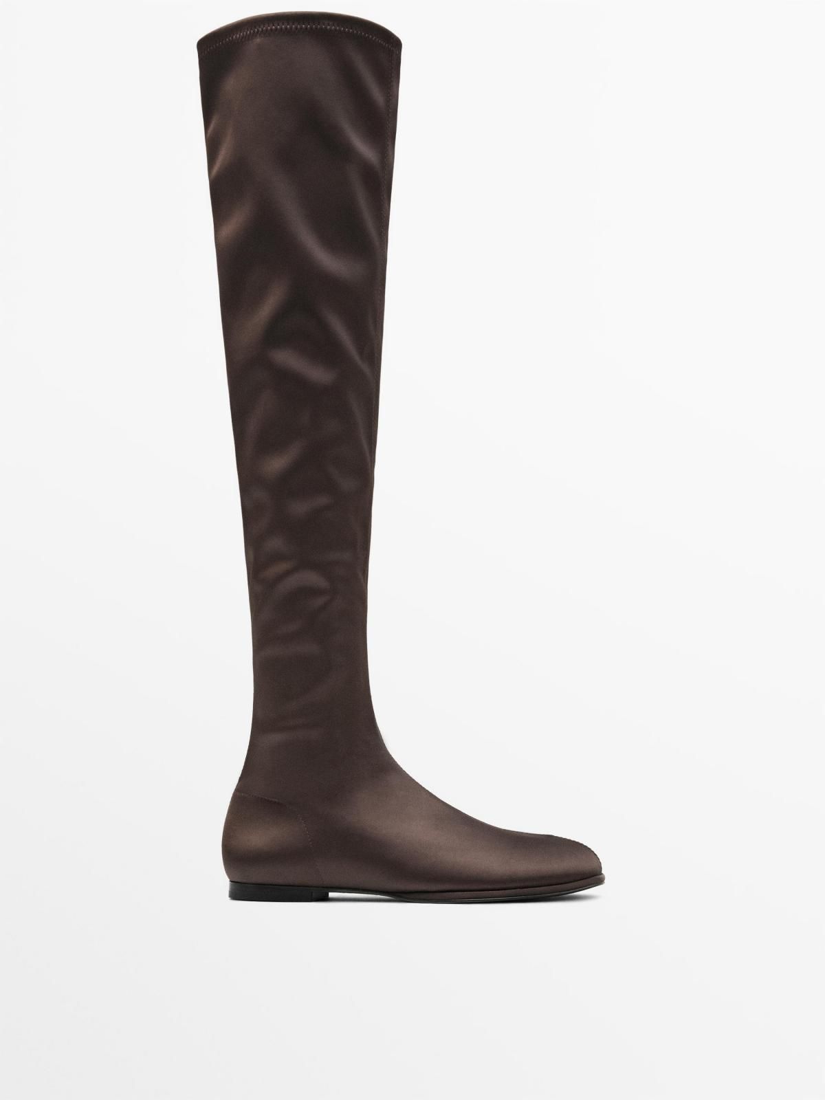 마시모두띠 스트레치 새틴 롱부츠 1029/650 BROWN - 상품 이미지