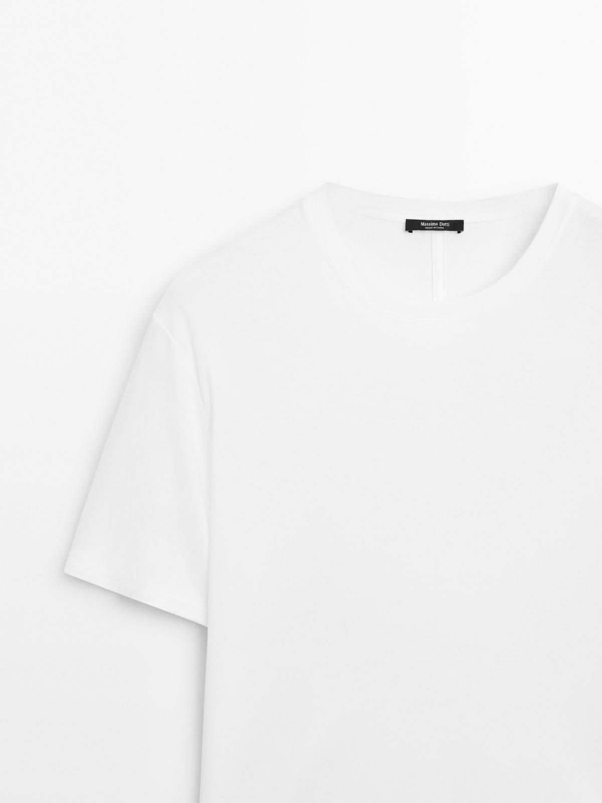 마시모두띠 백라인 디테일 코튼 미니멀 라운드넥 반팔 티셔츠 6830/935 WHITE - 상세 이미지 3