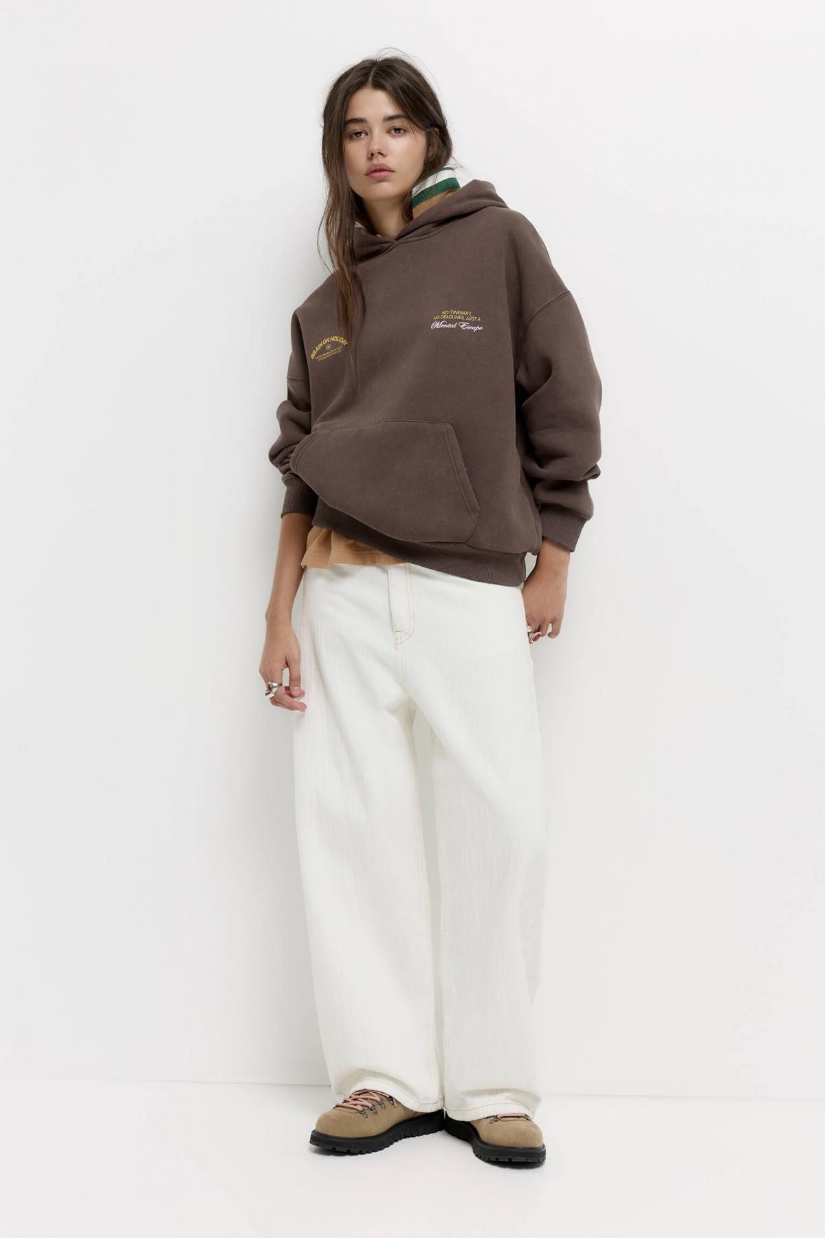 풀앤베어 스트리트 그래픽 브라운 코튼블렌드 후드티 7560/346 BROWN - 상세 이미지 3