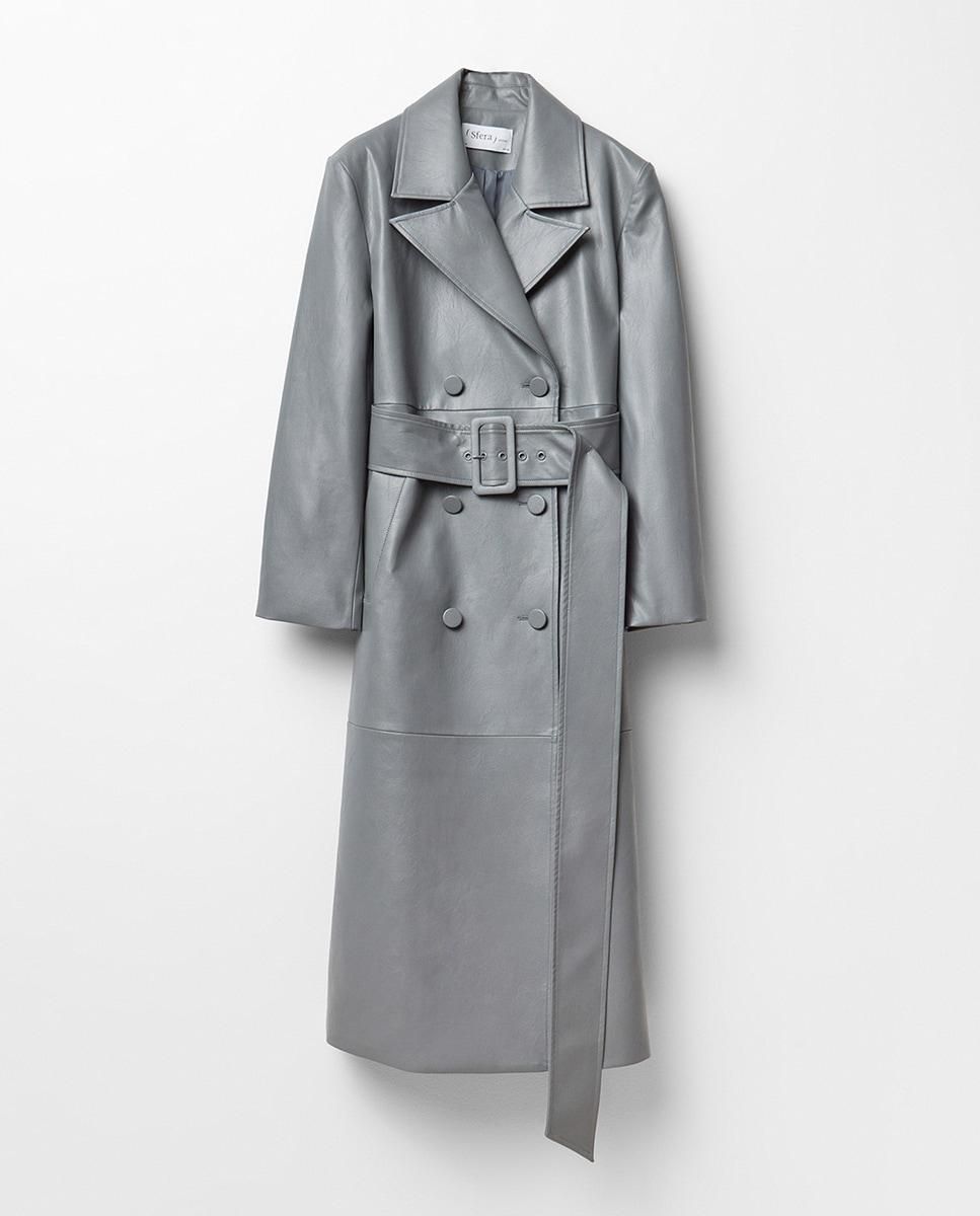 스페라 에코 레더 더블버튼 롱 트렌치코트 56230400311 GRIS - 메인 이미지