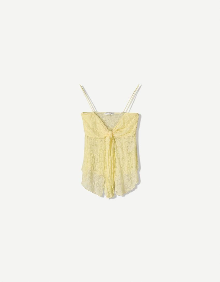 버쉬카 레이스 스트랩 민소매 캐미솔 탑 8688/360 YELLOW - 상품 이미지