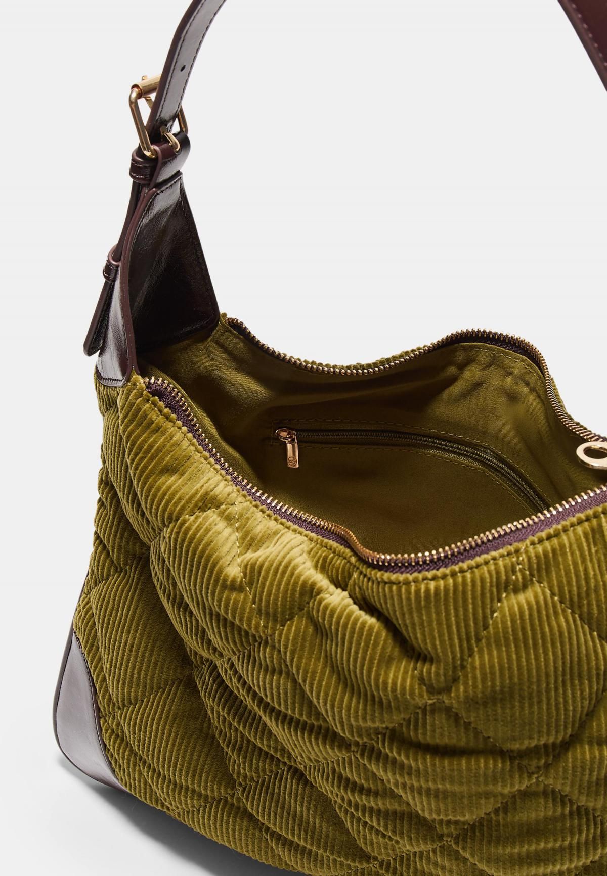 스트라디바리우스 퀼팅 배색 코듀로이 소프트 호보 숄더백 3680/911 OLIVE GREEN - 상세 이미지 3