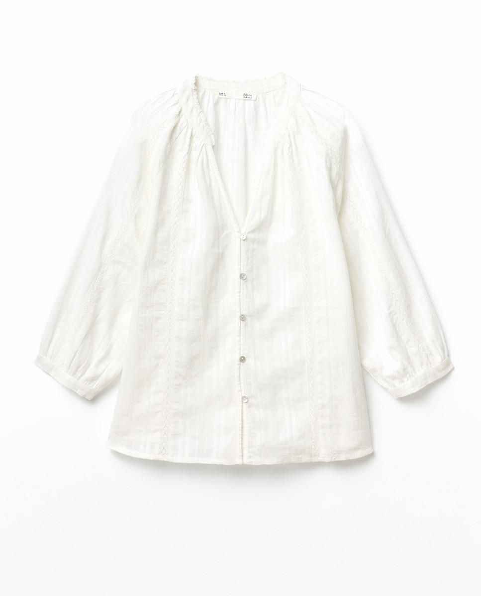 스페라 코튼 브이넥 래글런 블라우스 58420207621 BLANCO - 메인 이미지