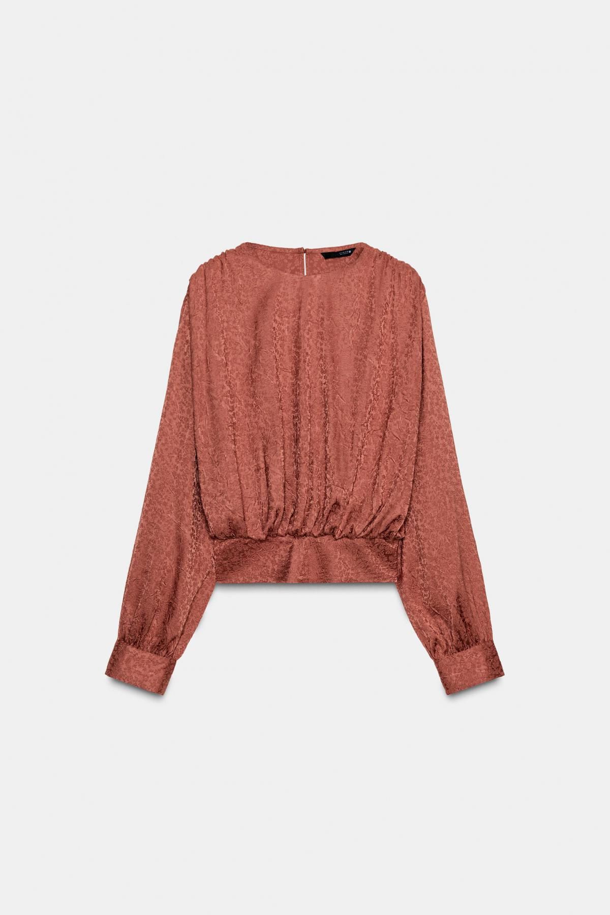 자라 자카드 벌룬 긴팔 블라우스 9227/965 MARSALA - 메인 이미지