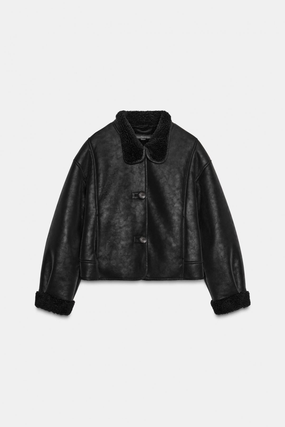 자라 페이크퍼 테크니컬 무스탕 숏 자켓 6318/257 BLACK - 메인 이미지