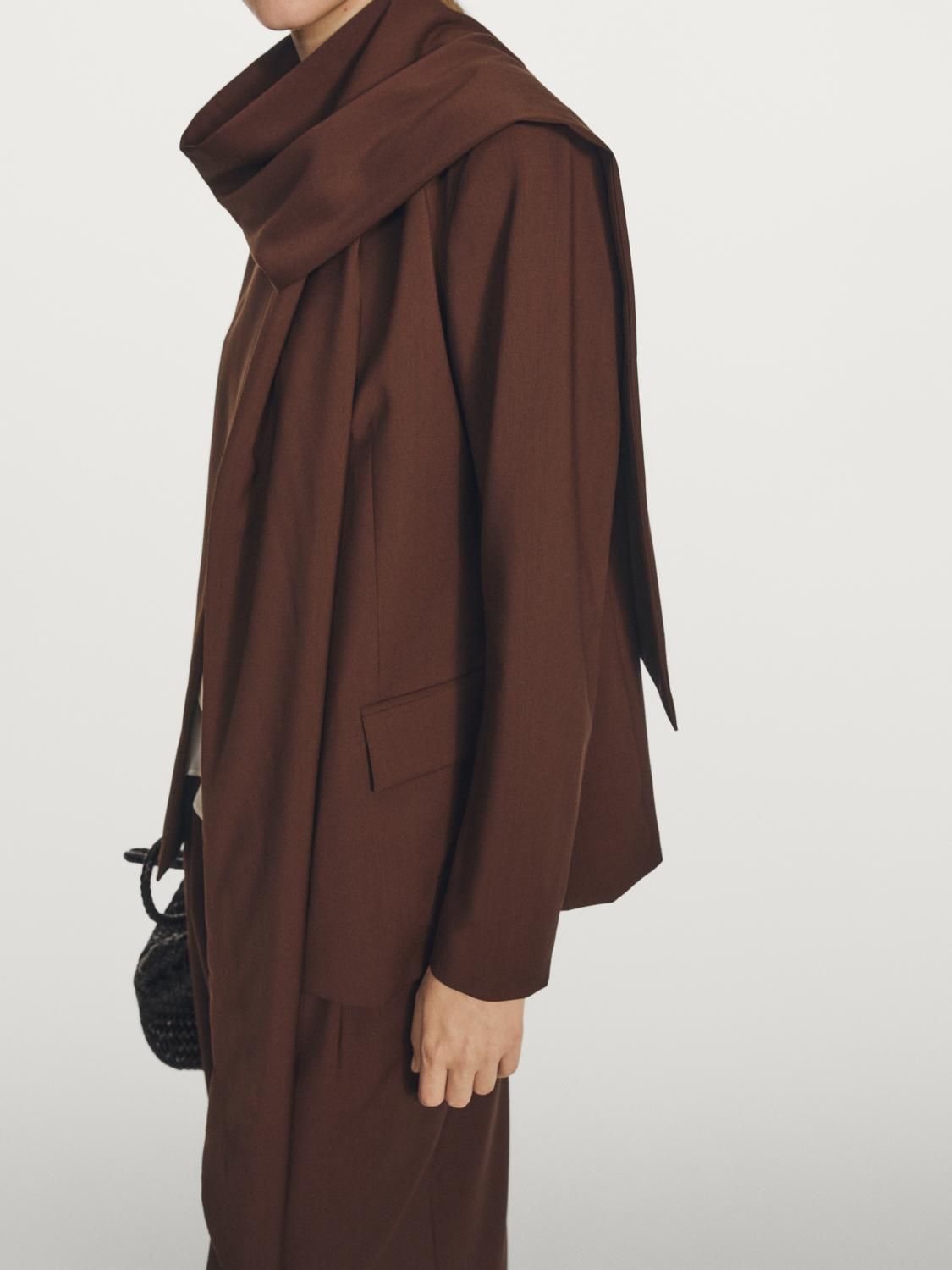 마시모두띠 테일러드 울 스카프 케이프 블레이저 9505/951 MAHOGANY - 상세 이미지 3