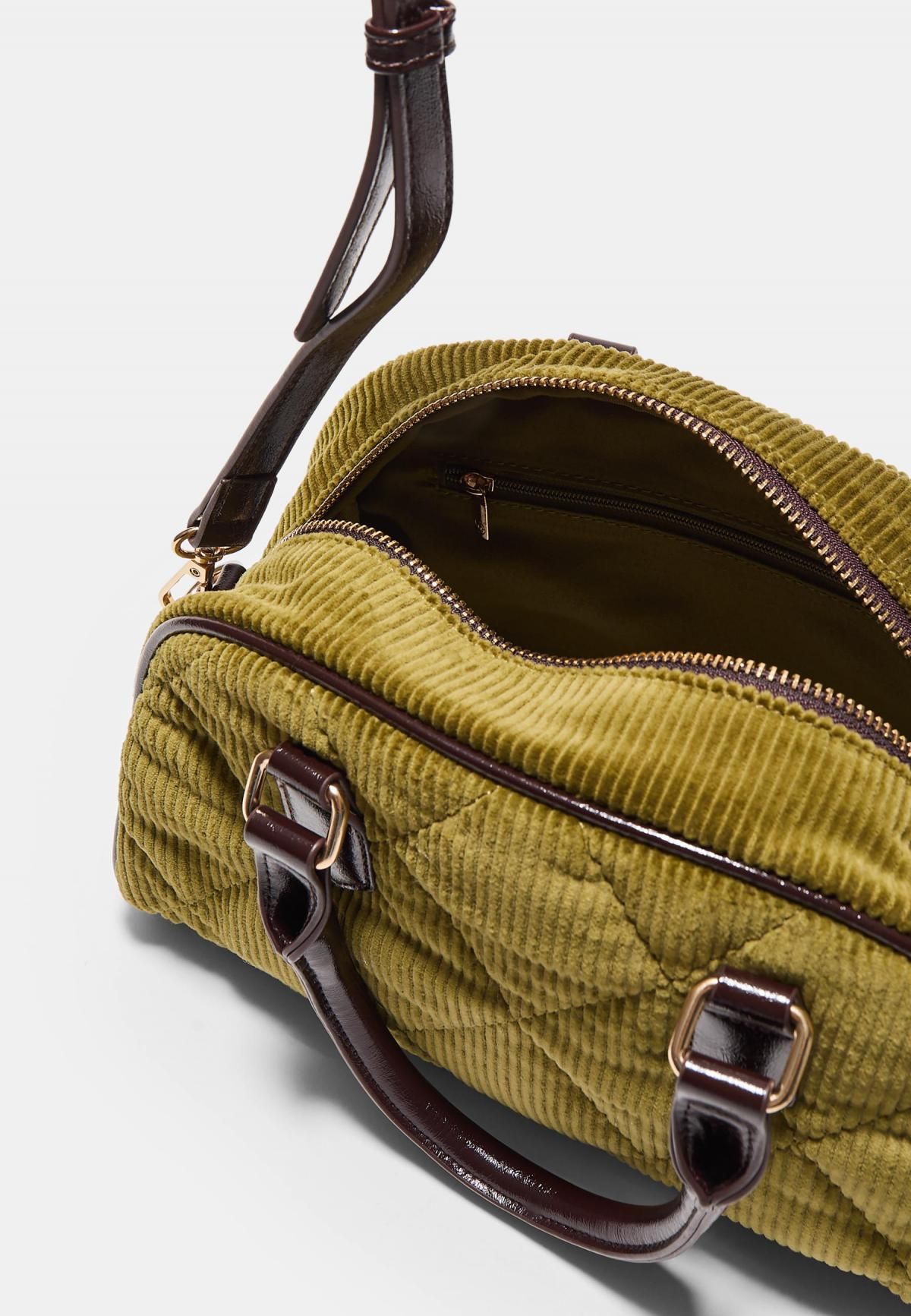스트라디바리우스 퀼팅 코듀로이 배색 볼링백 3681/911 OLIVE GREEN - 상세 이미지 2