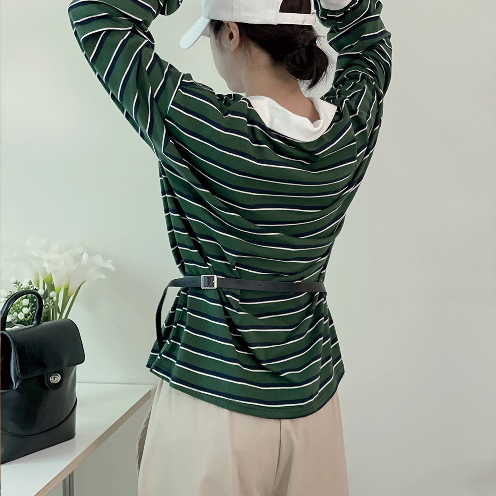 카라맨투맨 스트라이프카라티 럭비티셔츠 얇은 단가라 - 상세 이미지 4