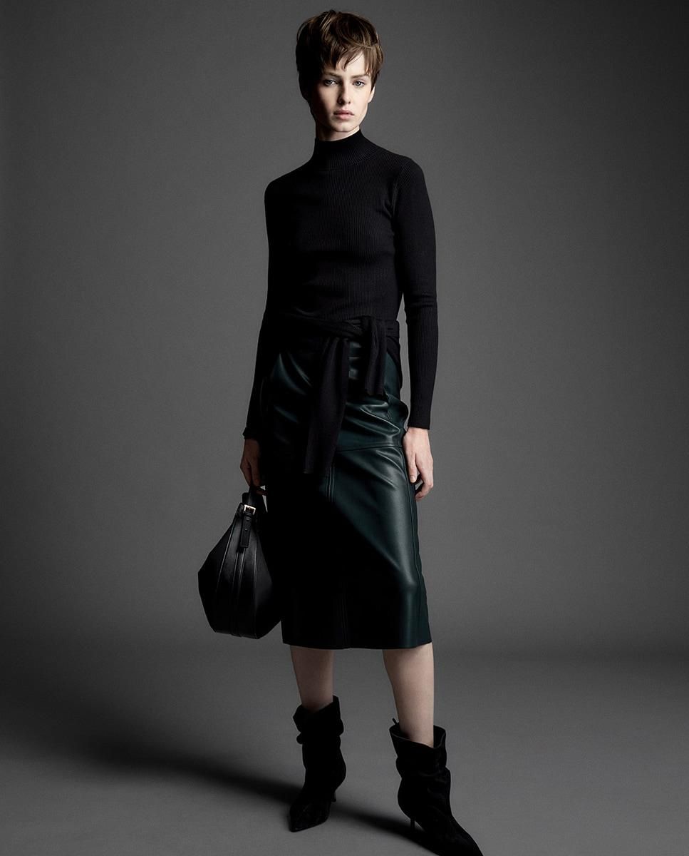 스페라 레더 미디 스커트 58415102233 VERDE OSCURO - 상세 이미지 2