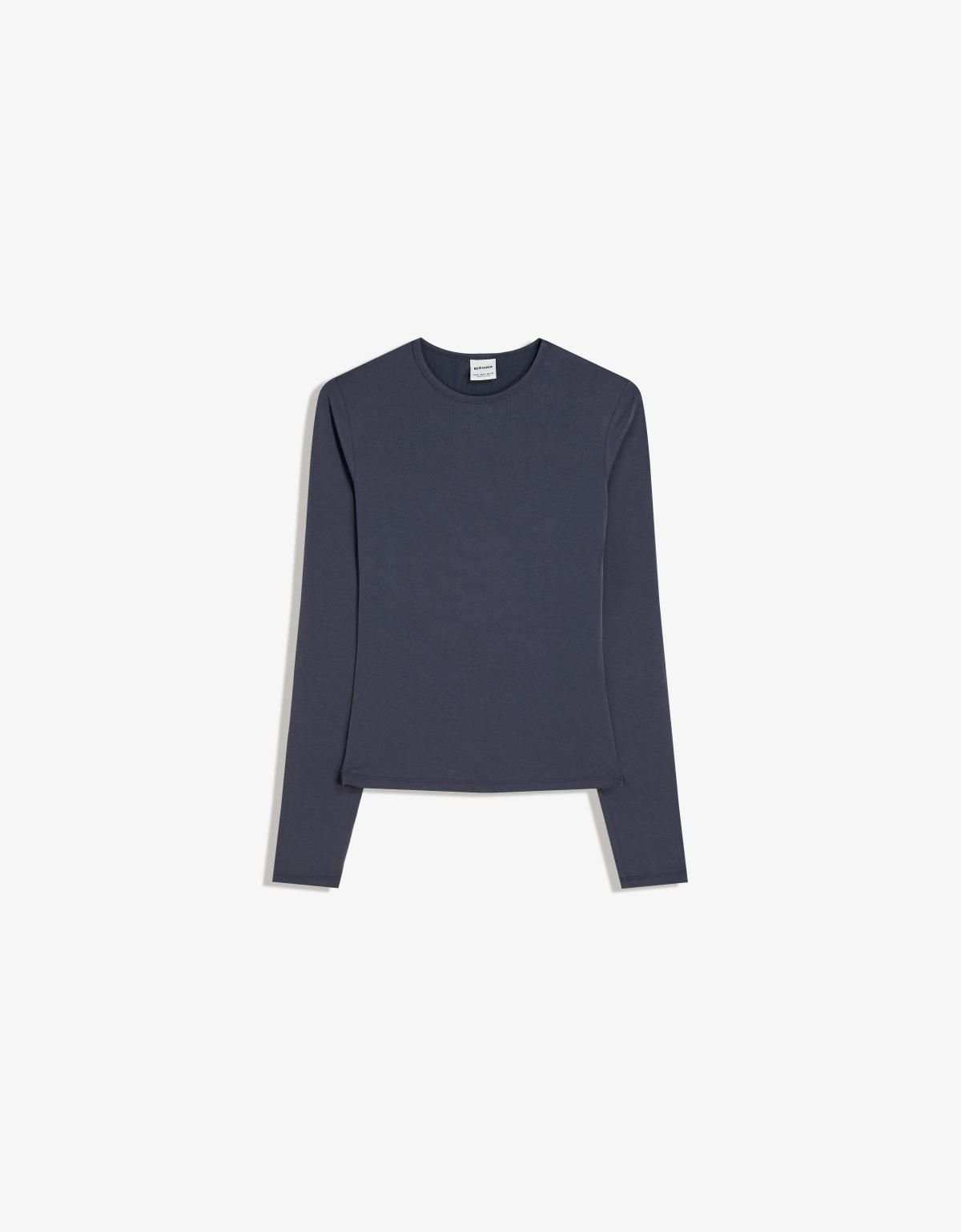 버쉬카 베이직 라운드넥 긴팔 티셔츠 7600/662 NAVY - 상품 이미지
