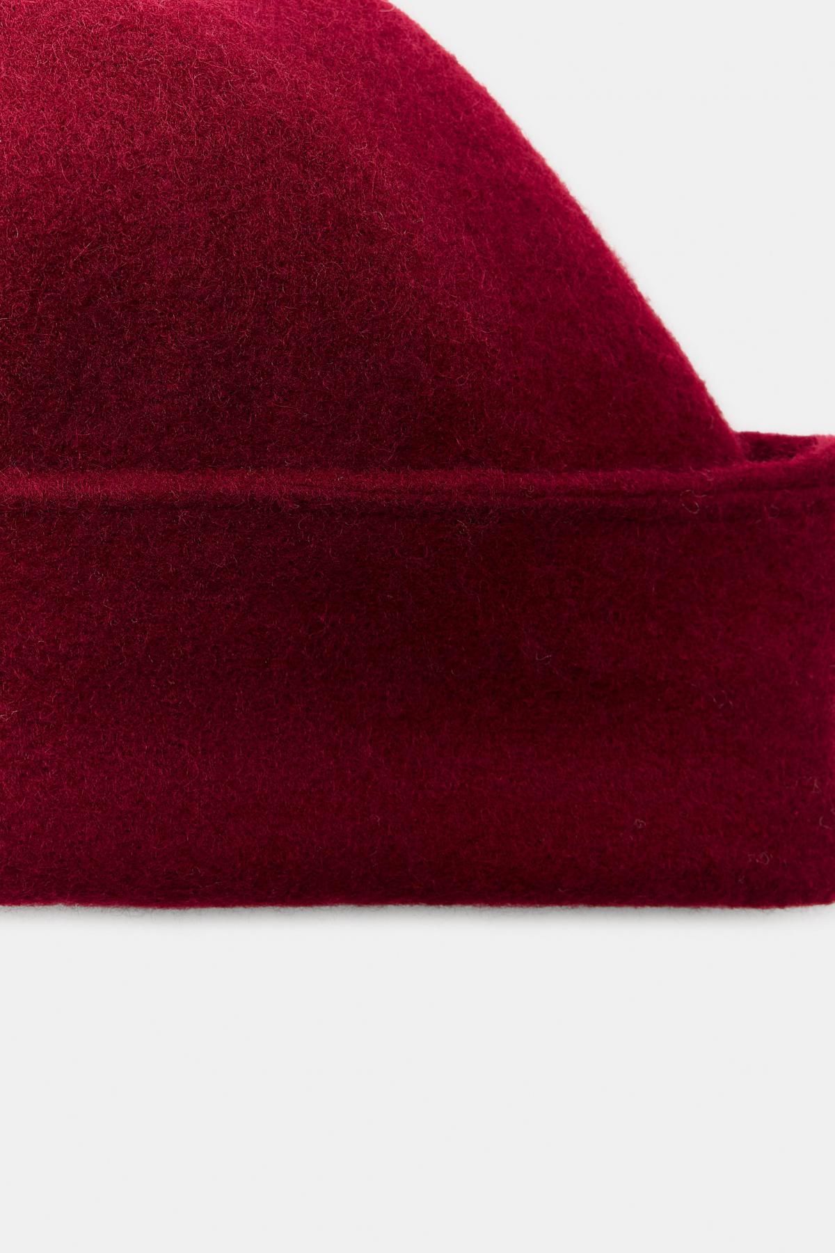 자라 프리미엄 울 턴업 브림 비니 3920/768 BURGUNDY - 상세 이미지 4