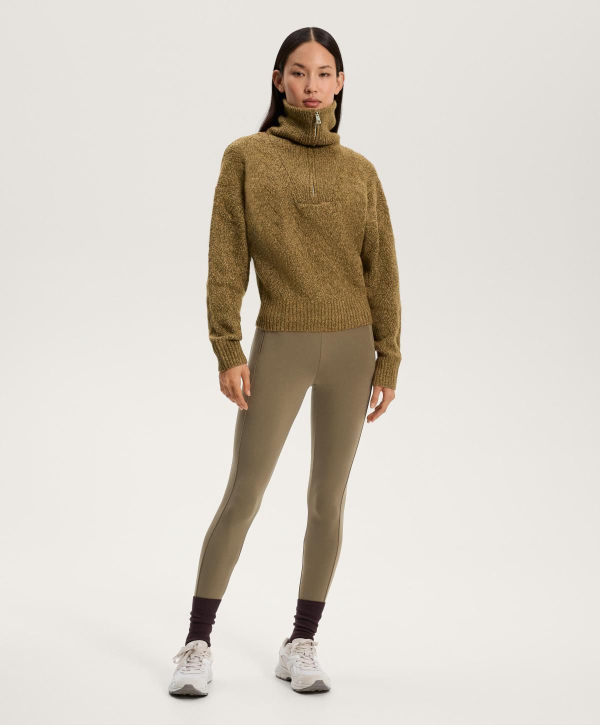 오이쇼 하이넥 하프집업 믹스 니트 스웨터 3651/636 MILITARYKHAKI - 상세 이미지 3