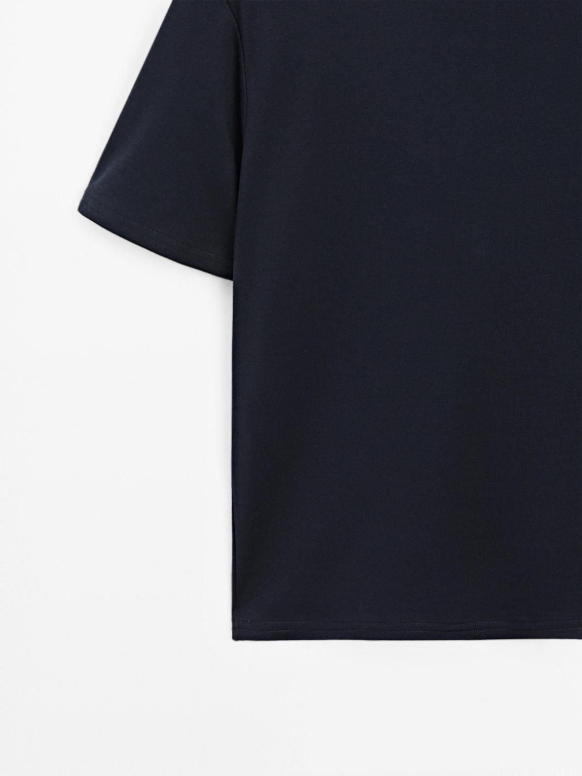 마시모두띠 백 심라인 미니멀 라운드넥 반팔 티셔츠 6830/935 NAVY BLUE - 상세 이미지 2