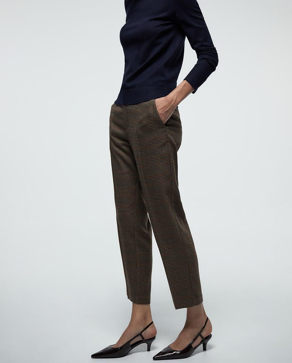 스페라 클래식 체크 테크니컬 슬림핏 정장 팬츠 58305106971 MARRON - 상품 이미지