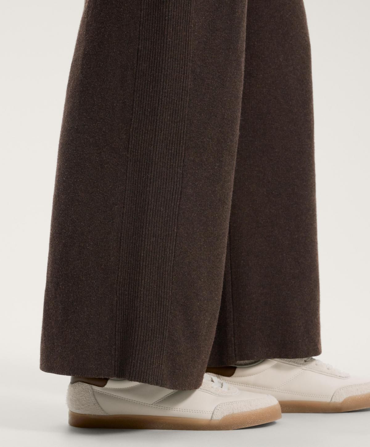 오이쇼 니트 스트레이트 와이드 밴딩 팬츠 사이드립 3381/880 BROWN - 상세 이미지 5