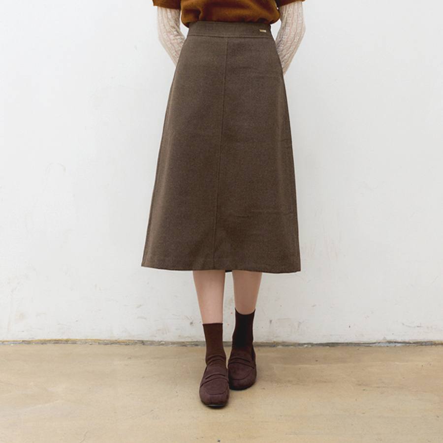 소프트 울 미디 A라인 스커트 (BROWN, 2 SIZE) - 메인 이미지