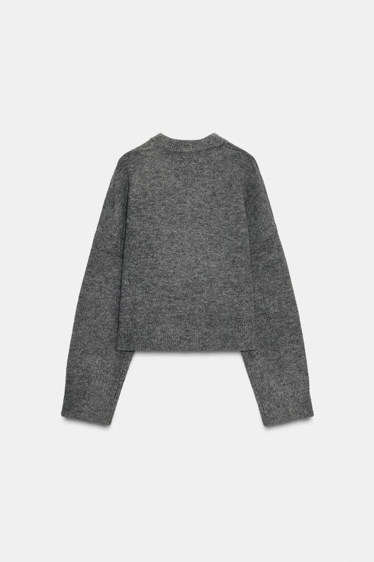 자라 소프트 브이넥 메탈 버튼 니트 스웨터 5536/161 GREY MARL - 상세 이미지 5