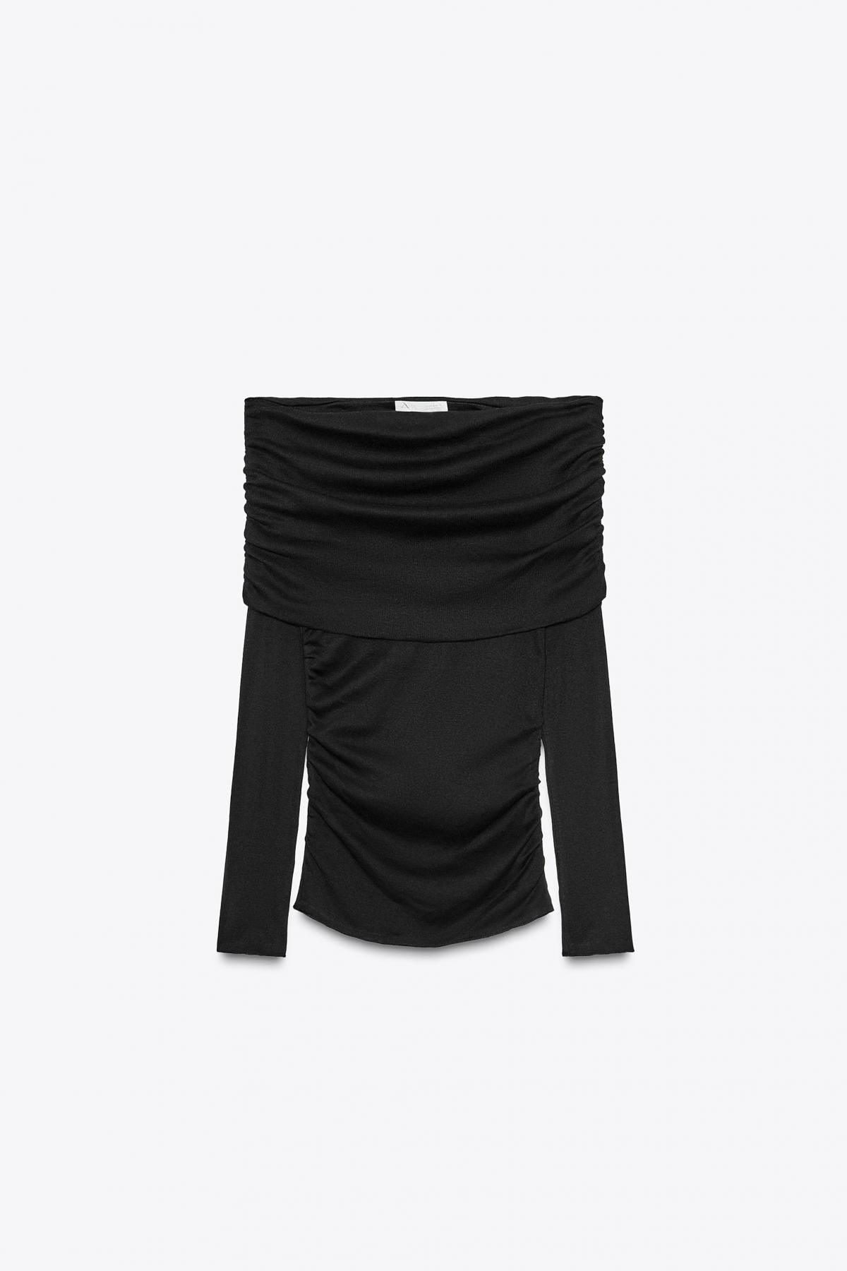 자라 트렌디 오프숄더 셔링 긴팔 티셔츠 5644/855 BLACK - 메인 이미지