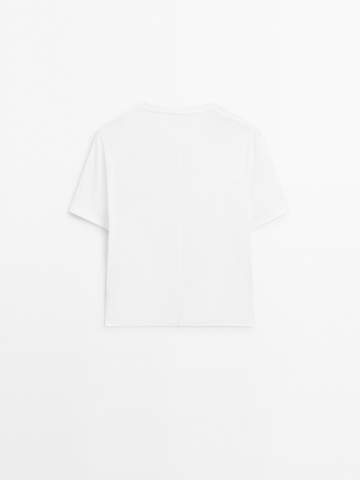 마시모두띠 백라인 디테일 코튼 미니멀 라운드넥 반팔 티셔츠 6830/935 WHITE - 상세 이미지 4