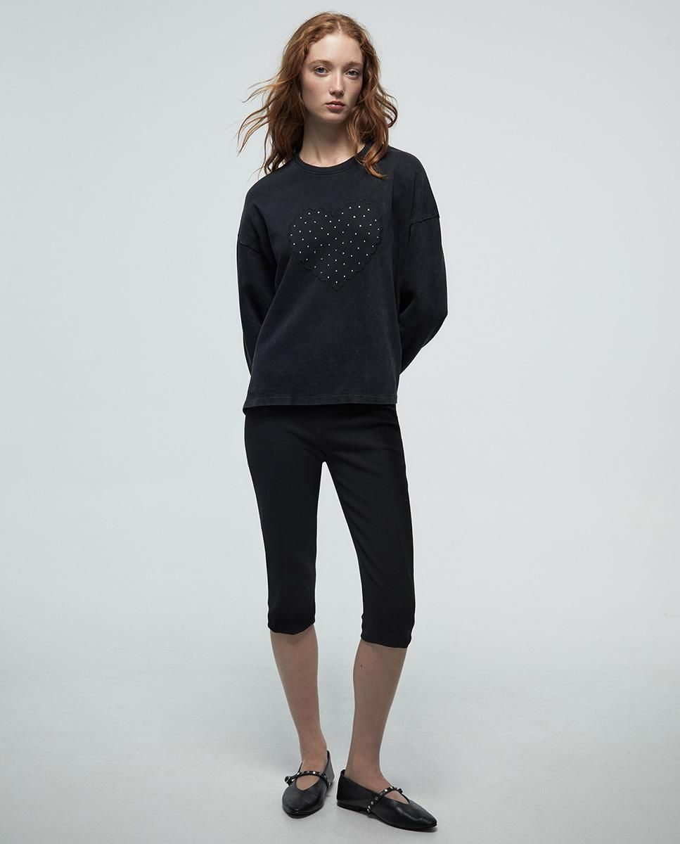 스페라 스트라스 하트 워시드 스웨트셔츠 58461706515 GRIS OSCURO - 상세 이미지 2