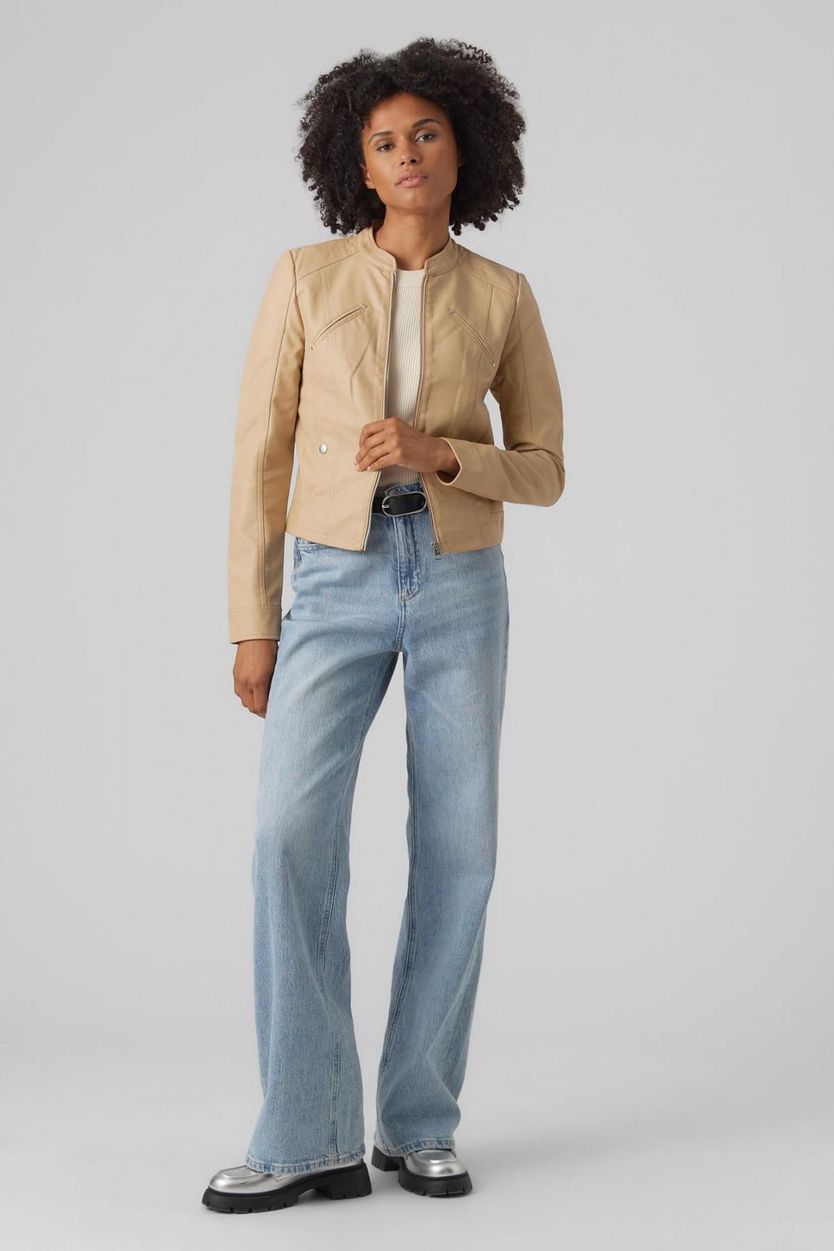 베로모다 베이지 레더라이크 테크니컬 집업 재킷 7930095 BEIGE - 상세 이미지 4