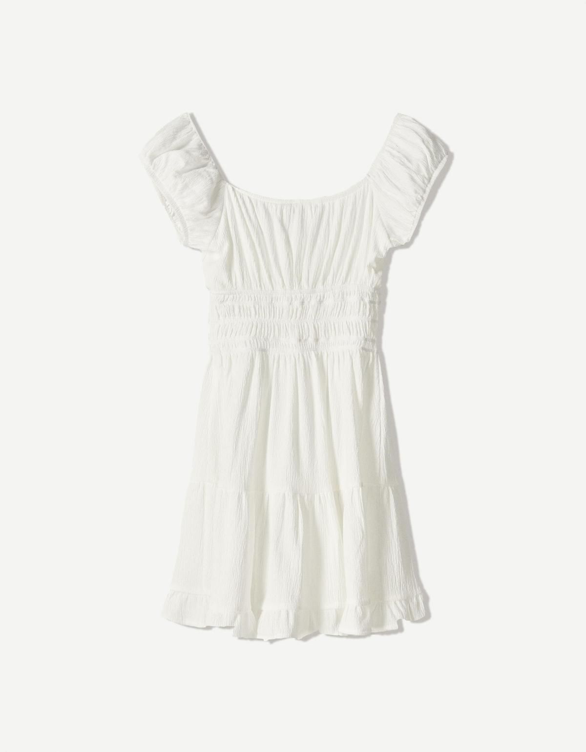 버쉬카 러플 퍼프소매 화이트 미니 원피스 0911/727 OFF WHITE - 상세 이미지 4