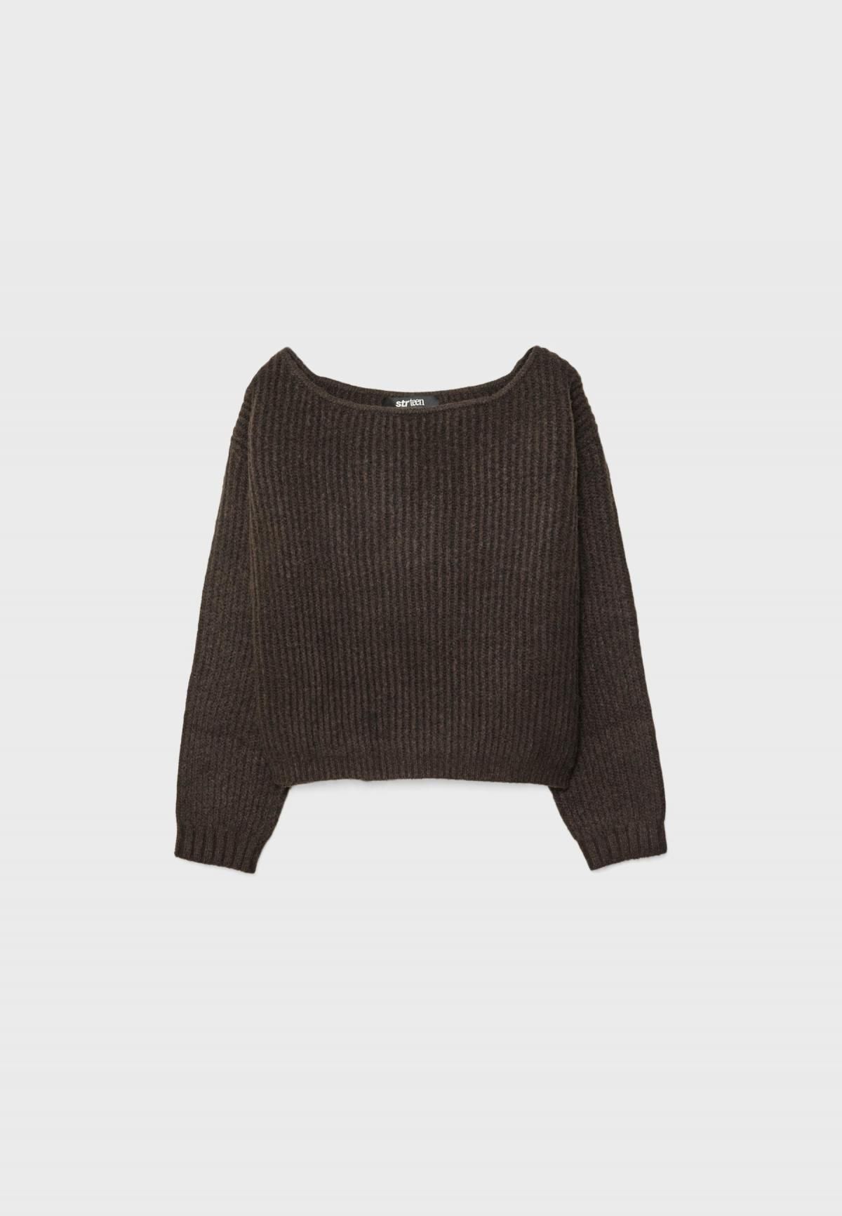 스트라디바리우스 트렌디 보트넥 니트 스웨터 8544/600 BROWN - 상품 이미지