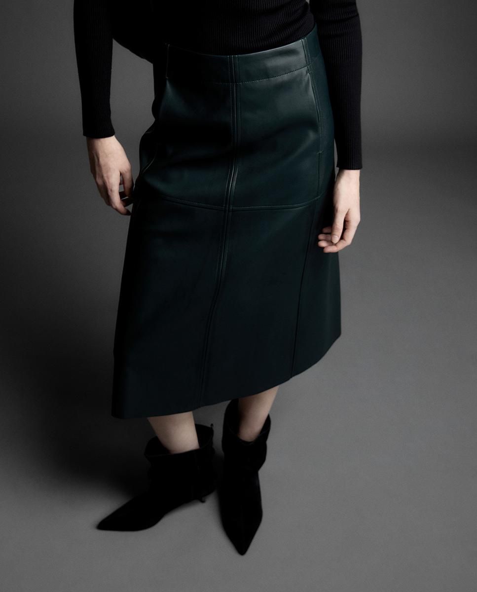 스페라 레더 미디 스커트 58415102233 VERDE OSCURO - 상세 이미지 4