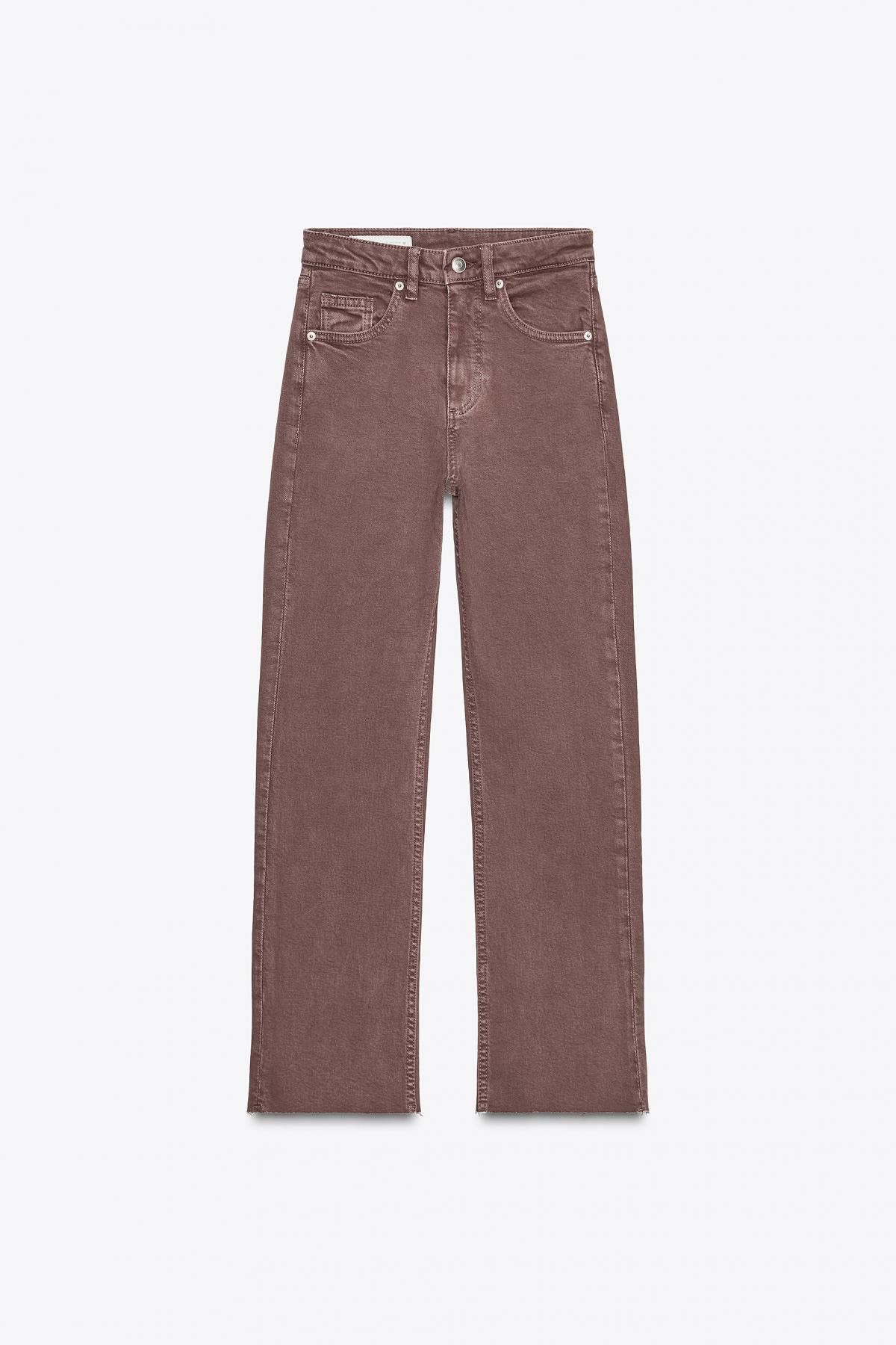 자라 크롭 하이웨이스트 플레어 데님 팬츠 4592/217 BURGUNDY - 메인 이미지