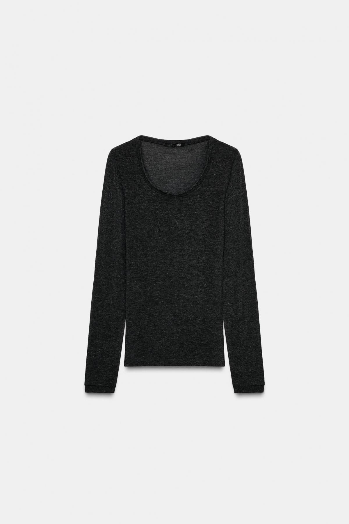 자라 울혼방 베이직 라운드넥 긴팔 티셔츠 5039/842 DARK GREY - 메인 이미지