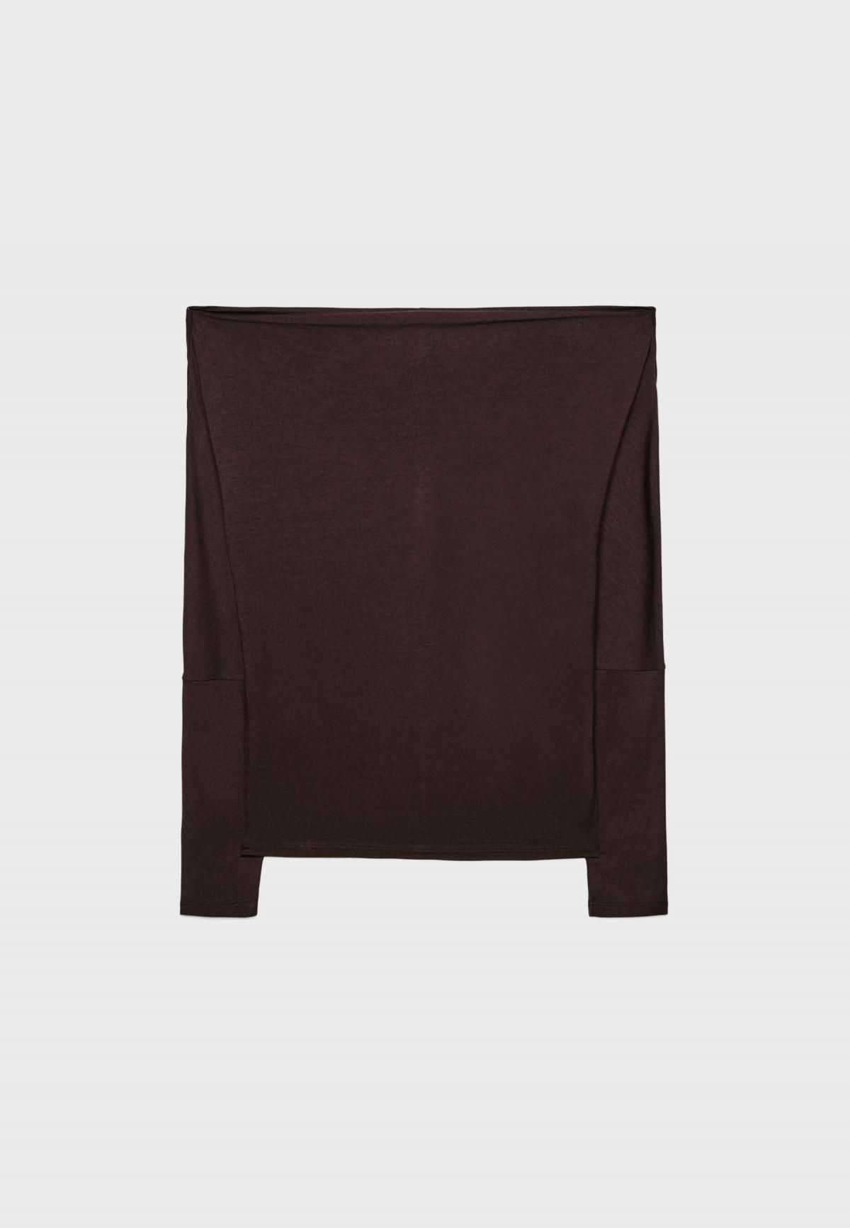 스트라디바리우스 모달블렌드 비대칭 슬림핏 긴팔 티셔츠 6681/966 BROWN - 상세 이미지 2